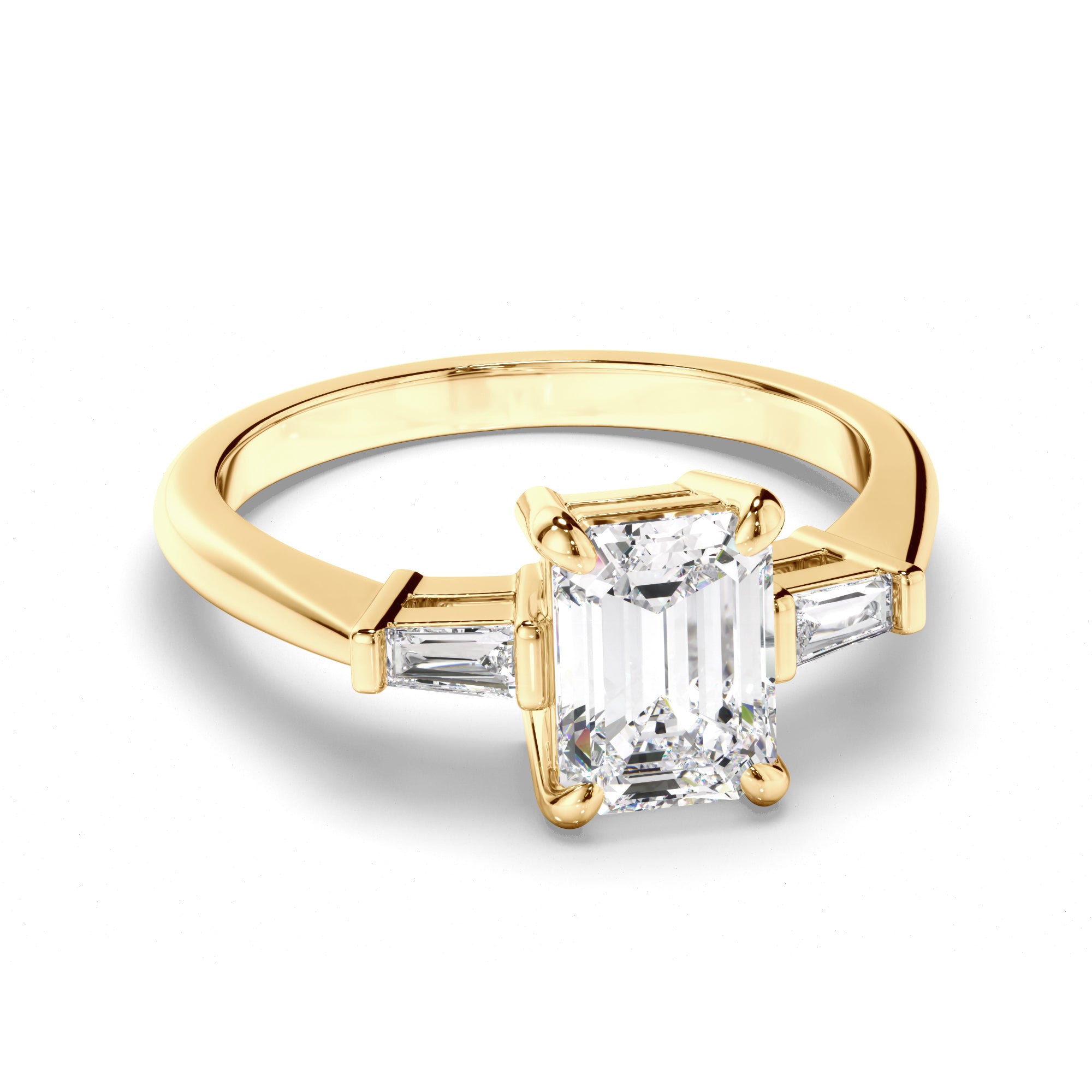 Clarissa - Emerald Cut Diamond Engagement Ring with Baguette Sides
