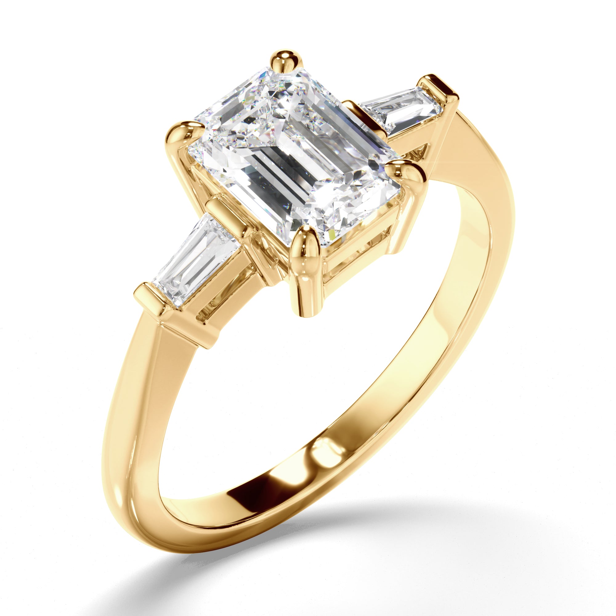 Clarissa - Emerald Cut Diamond Engagement Ring with Baguette Sides