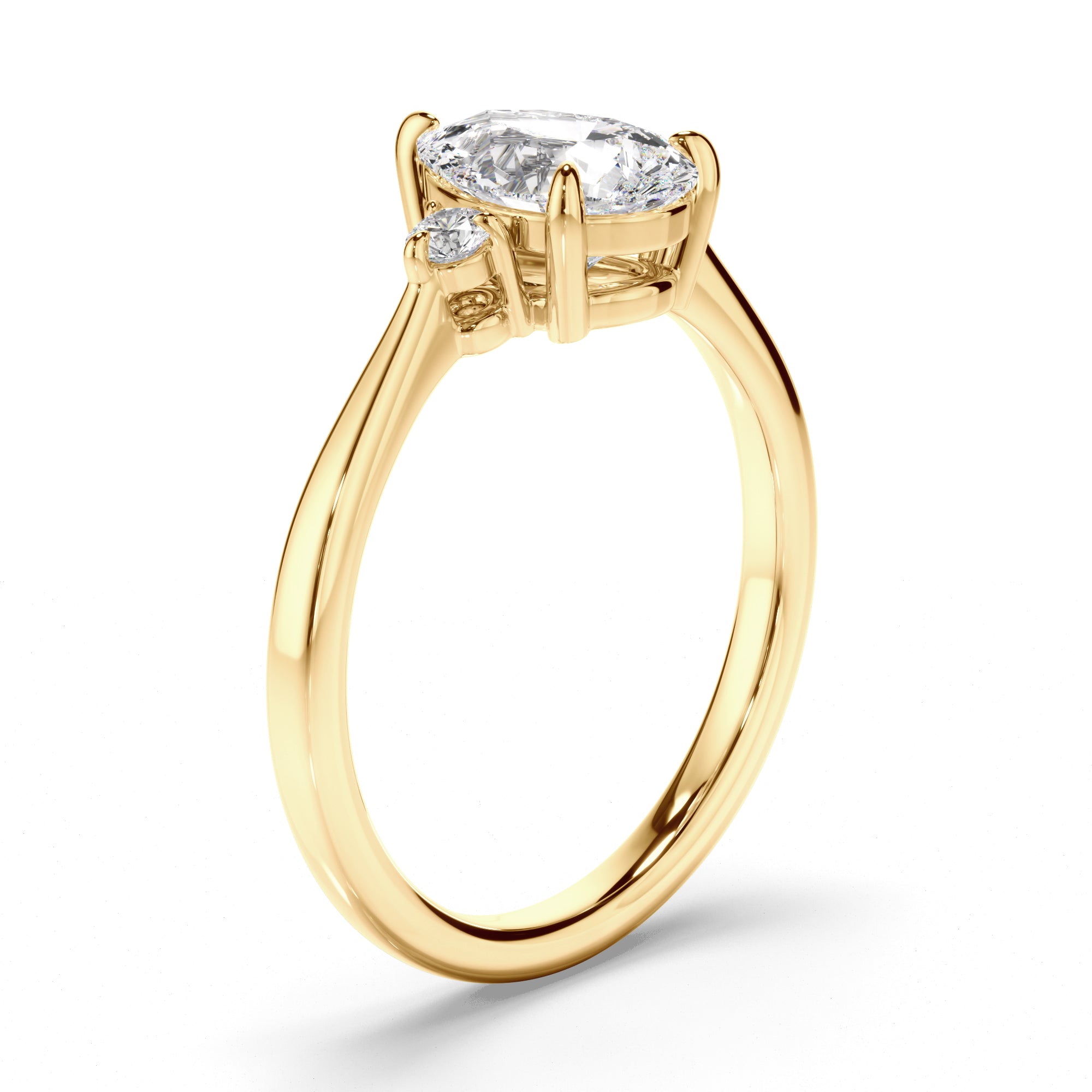 Genevieve - Pear Cut Diamond Trilogy Engagement Ring with Round Brilliant Sides