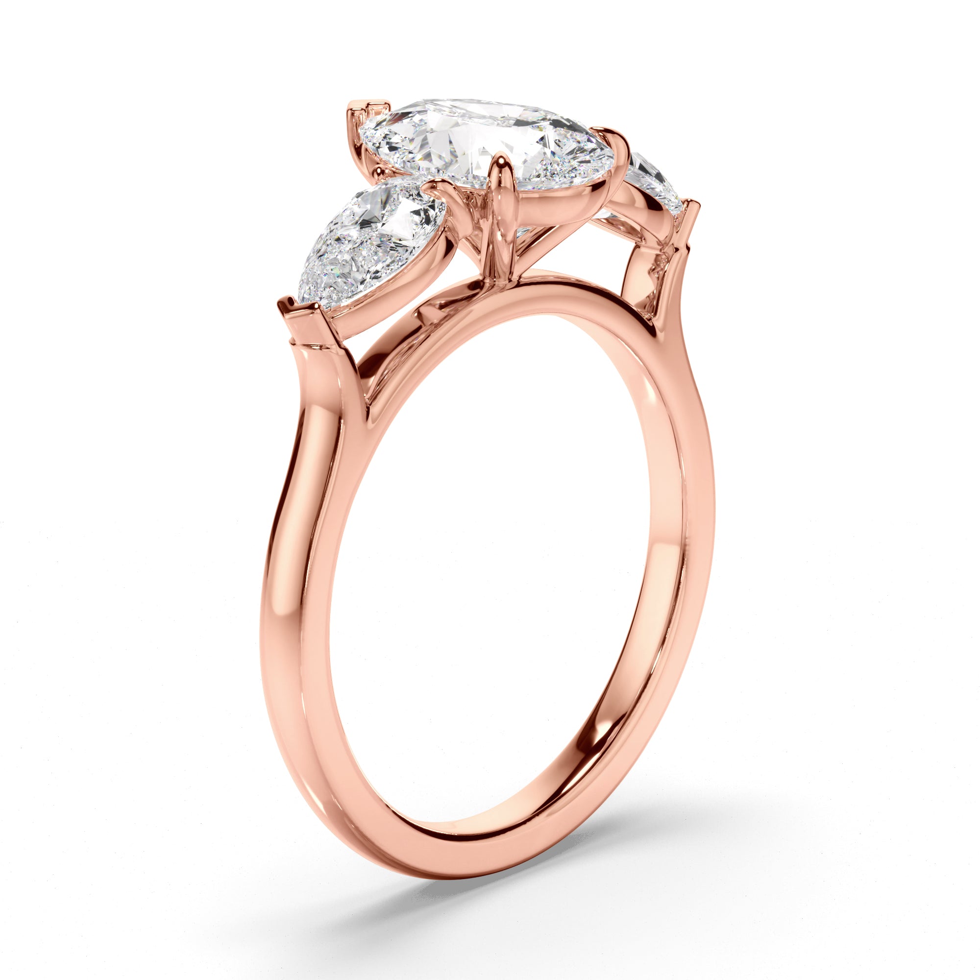 Tara - Pear Cut Diamond Trilogy Engagement Ring with Pear Sides