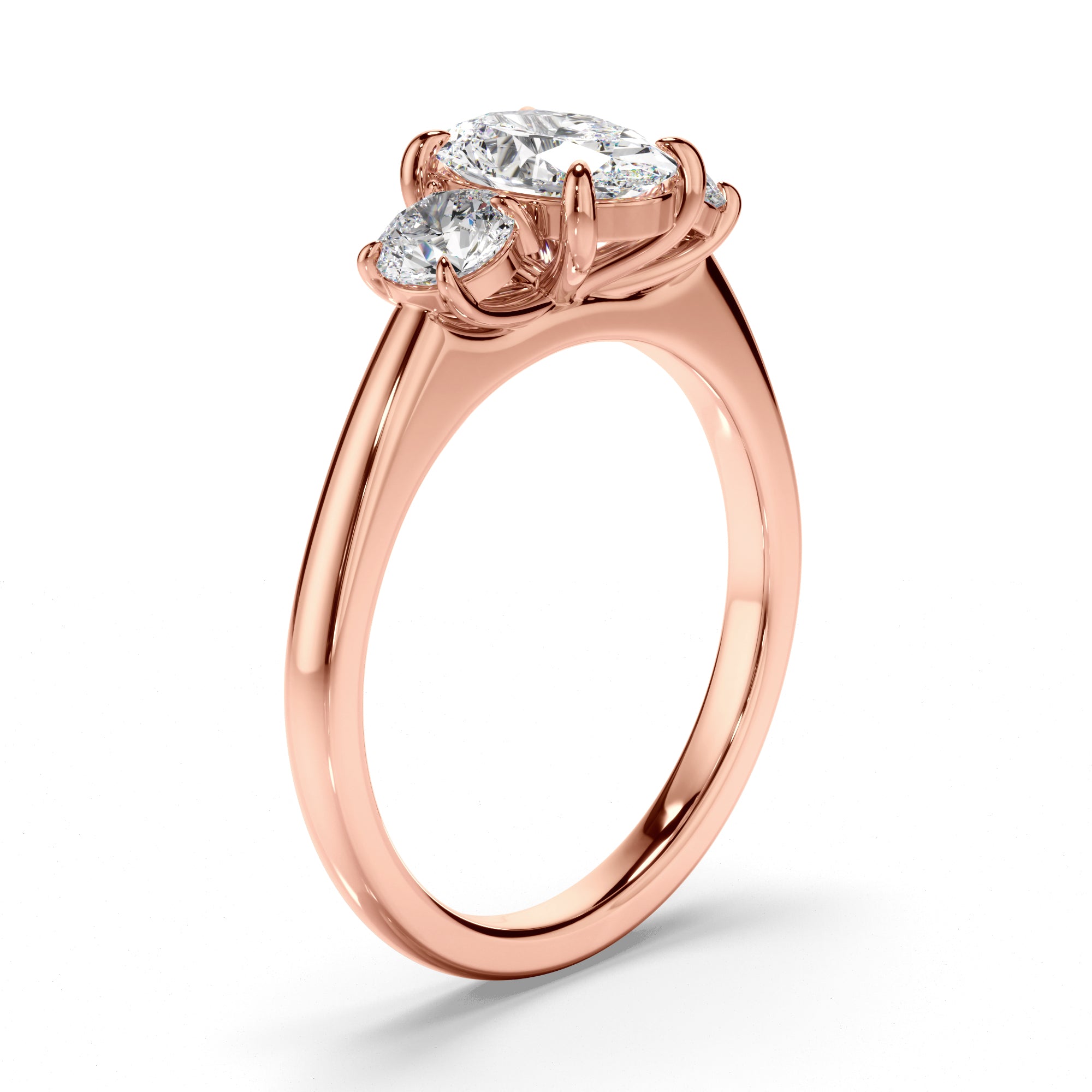 Orion - Oval Cut Diamond Trilogy Engagement Ring with Round Brilliant Sides