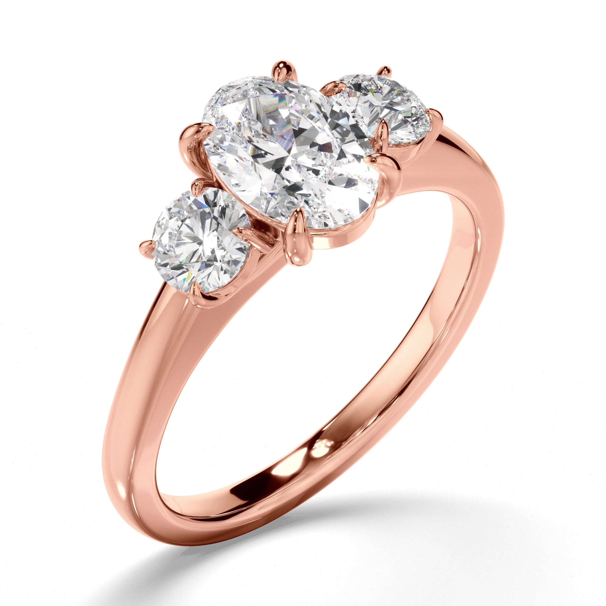 Orion - Oval Cut Diamond Trilogy Engagement Ring with Round Brilliant Sides
