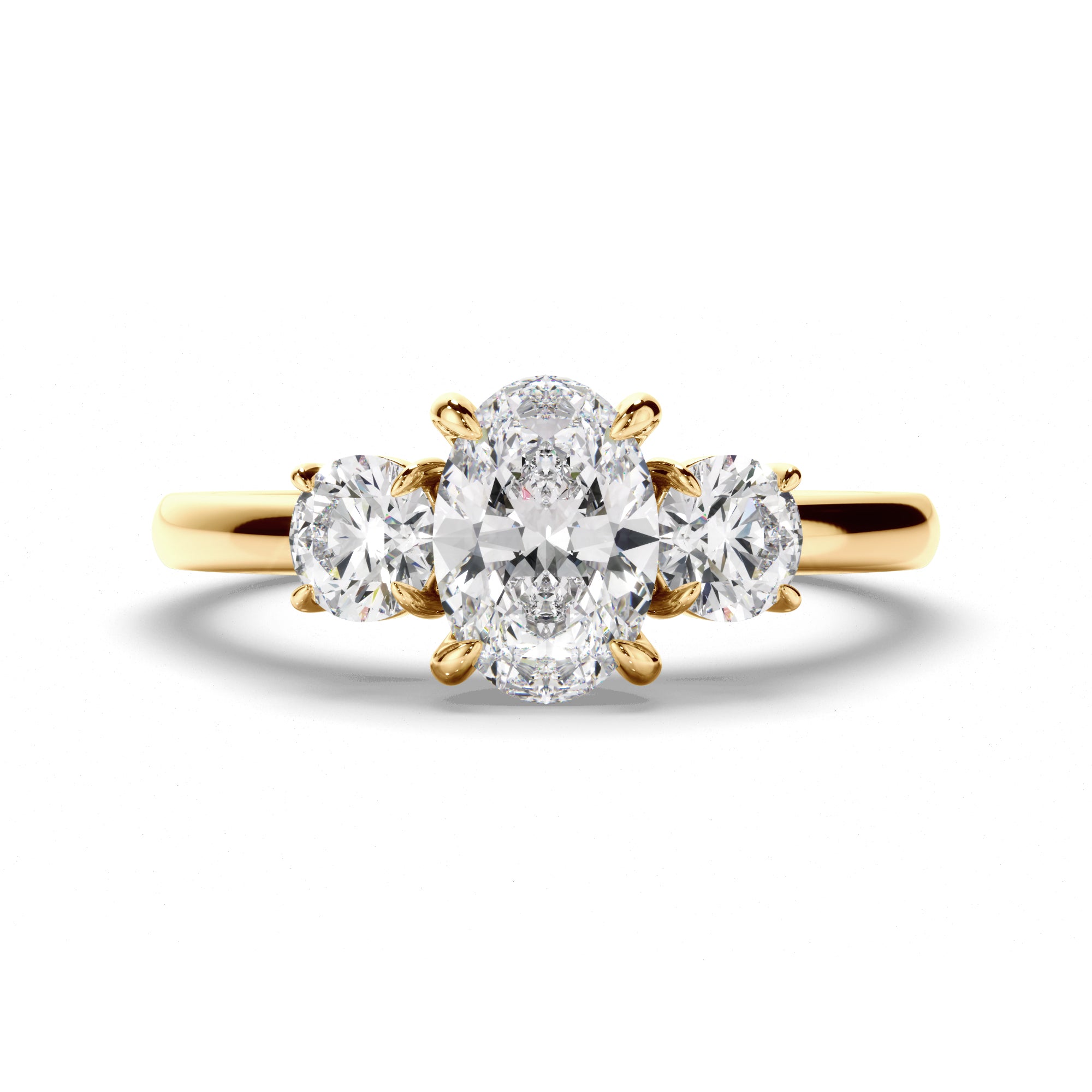 Orion - Oval Cut Diamond Trilogy Engagement Ring with Round Brilliant Sides