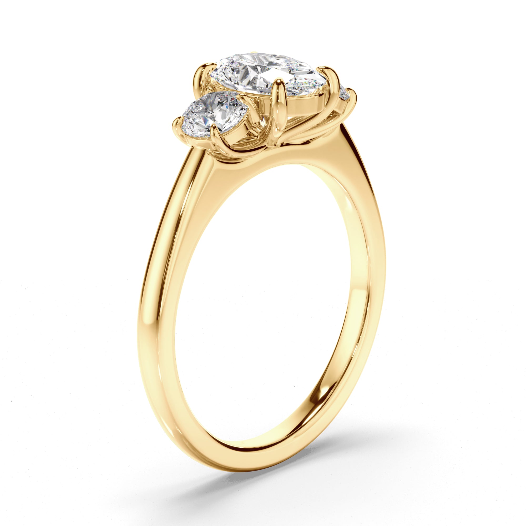 Orion - Oval Cut Diamond Trilogy Engagement Ring with Round Brilliant Sides