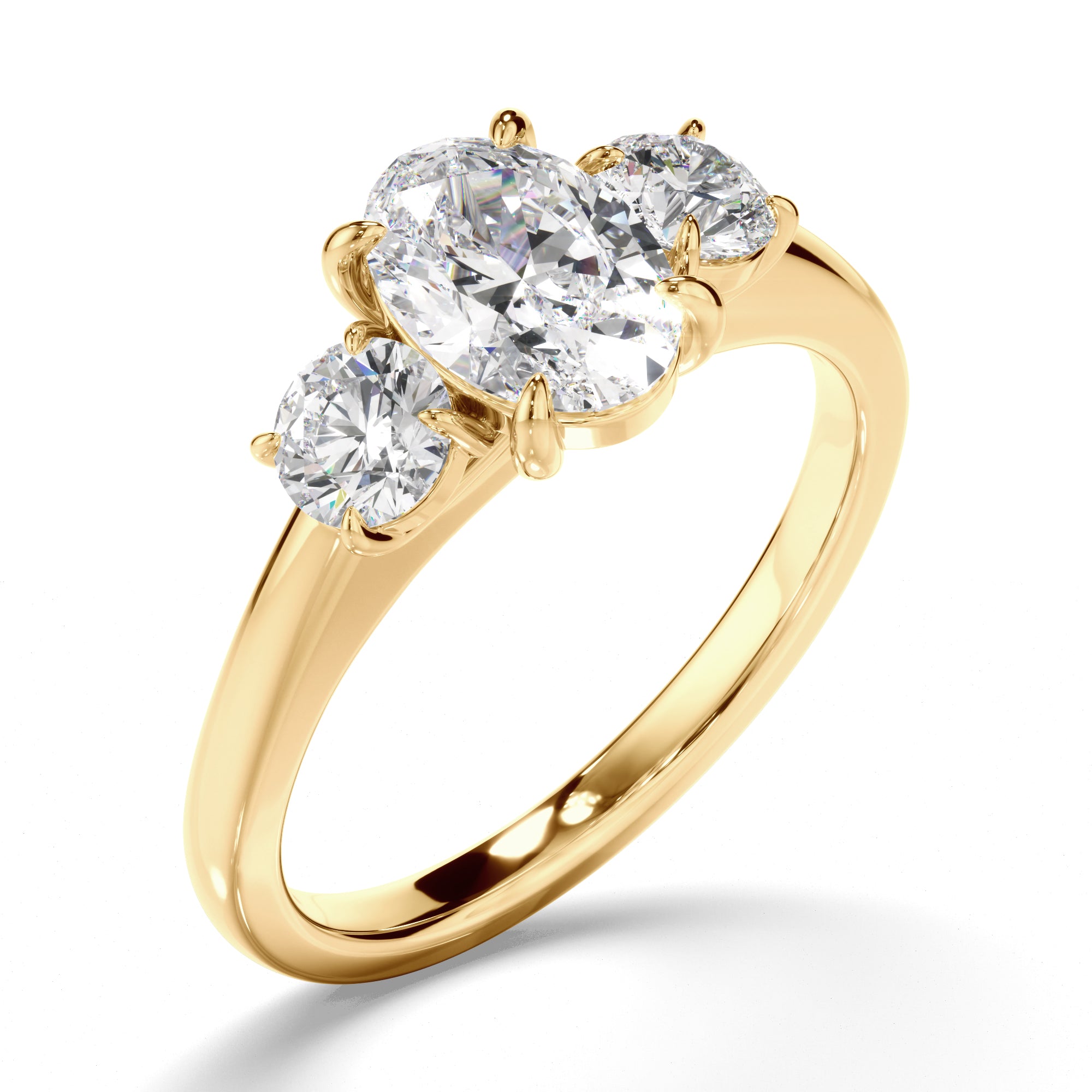 Orion - Oval Cut Diamond Trilogy Engagement Ring with Round Brilliant Sides
