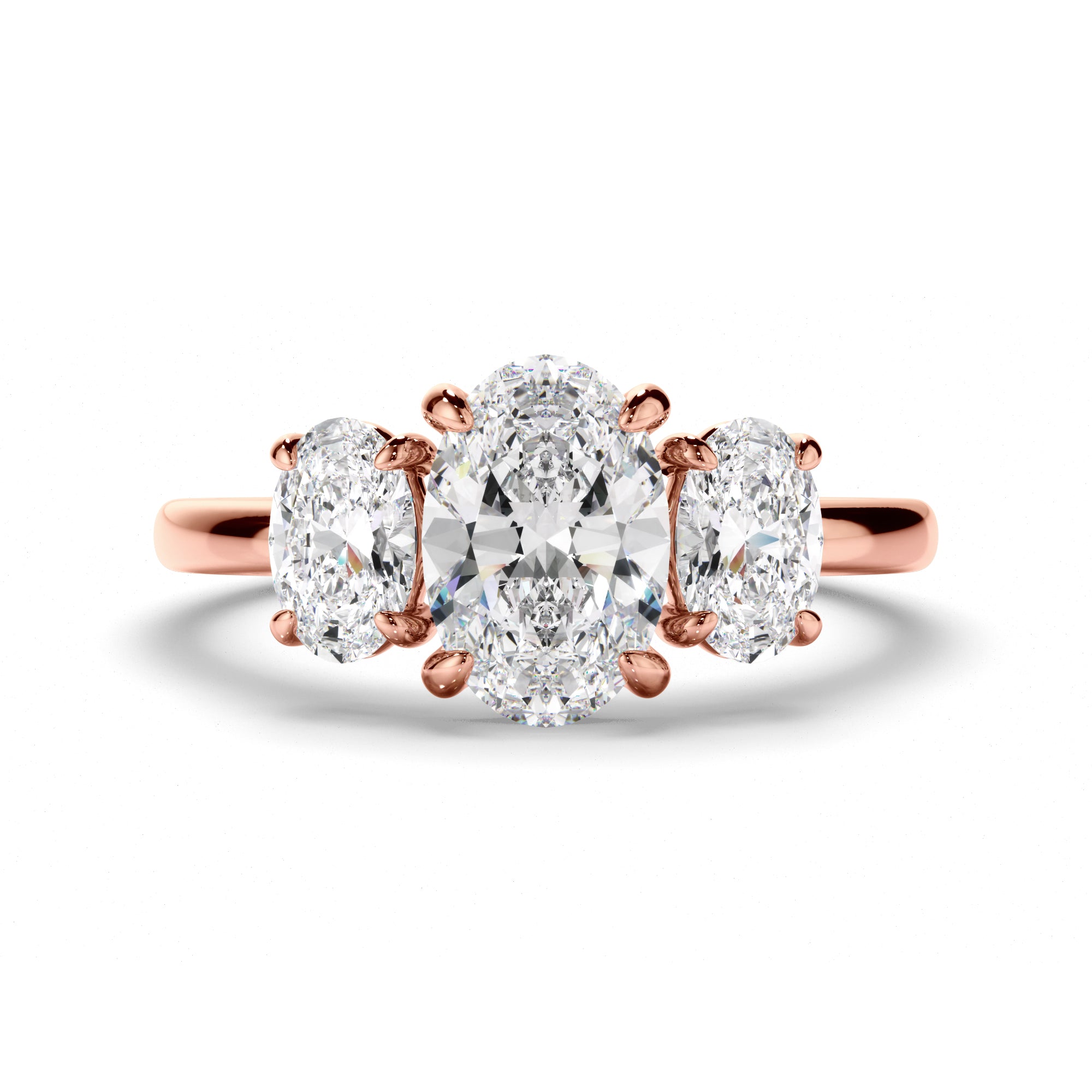 Lillian - Oval Cut Diamond Trilogy Engagement Ring