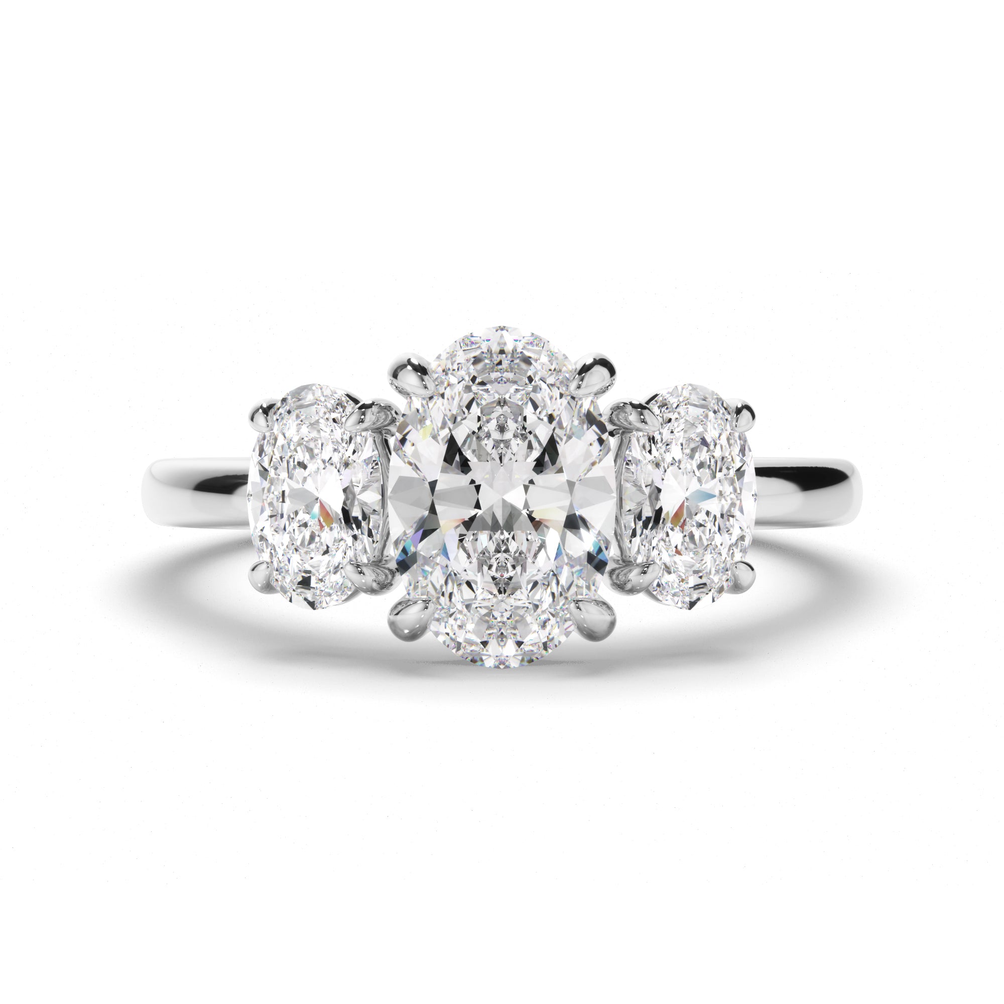 Lillian - Oval Cut Diamond Trilogy Engagement Ring