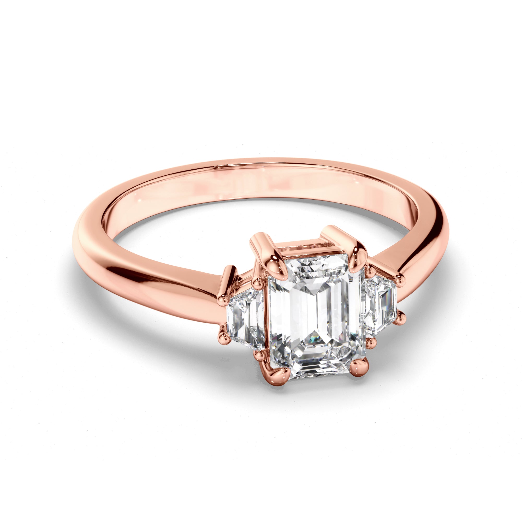 Rigel - Emerald Cut Diamond Trilogy Engagement Ring with Baguette Sides