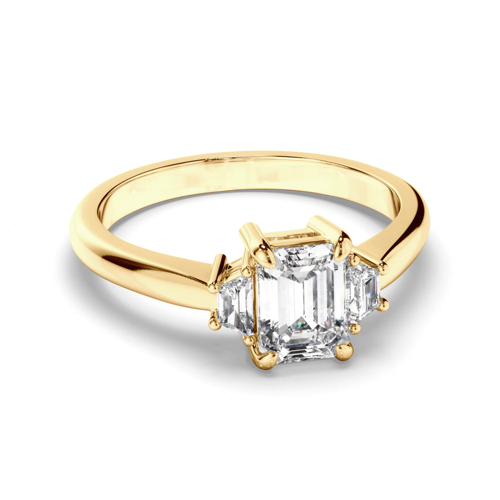 Rigel - Emerald Cut Diamond Trilogy Engagement Ring with Baguette Sides