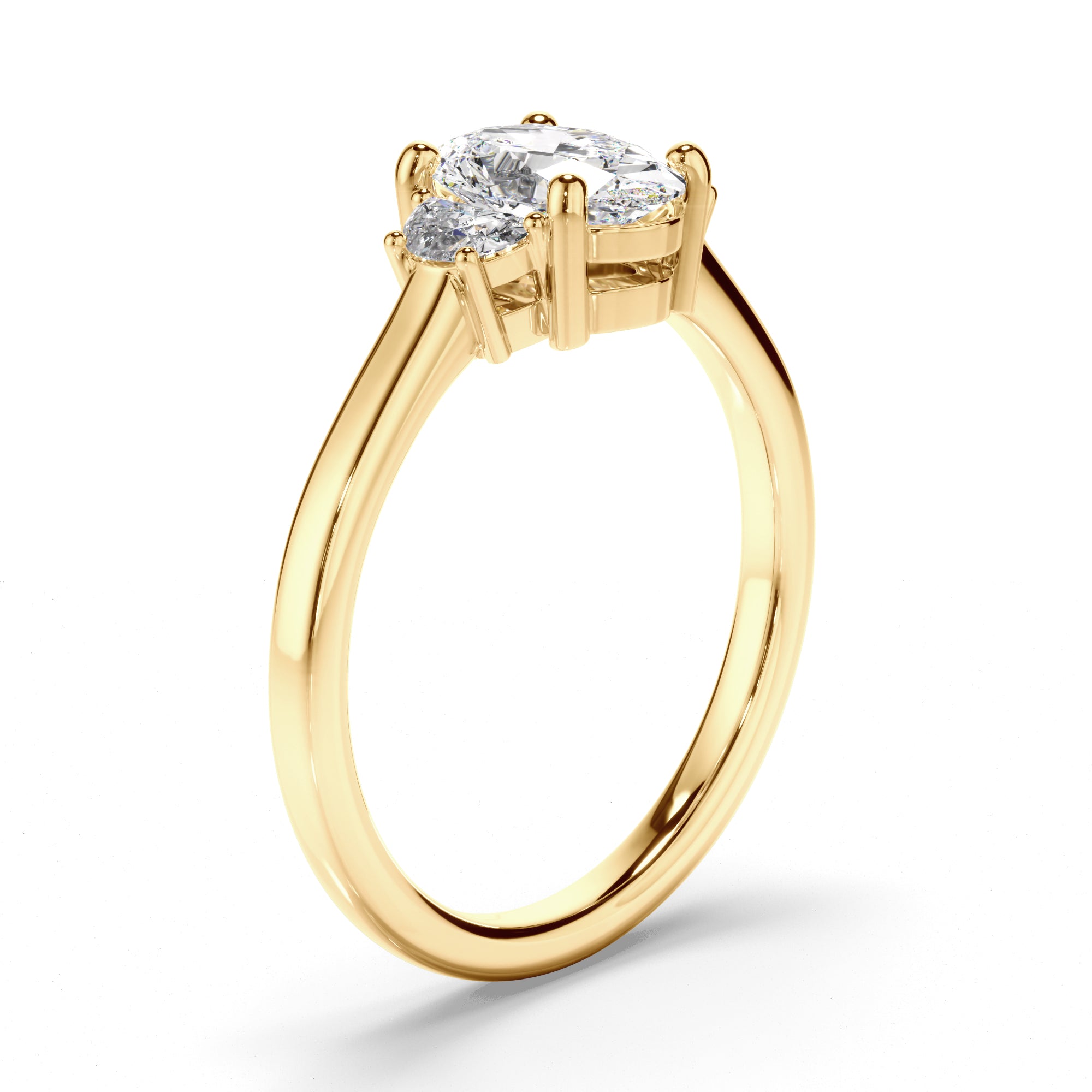 Stella - Oval Cut Diamond Trilogy Engagement Ring with Half Moon Sides
