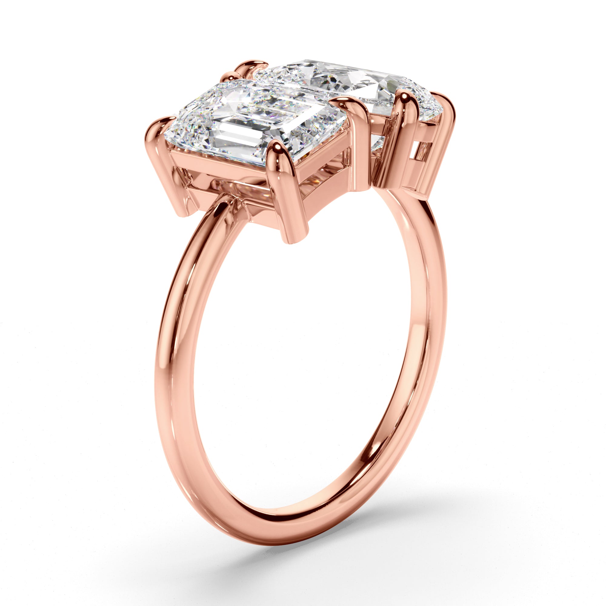 Madeline - Emerald & Pear Cut Diamond Toi et Moi Engagement Ring