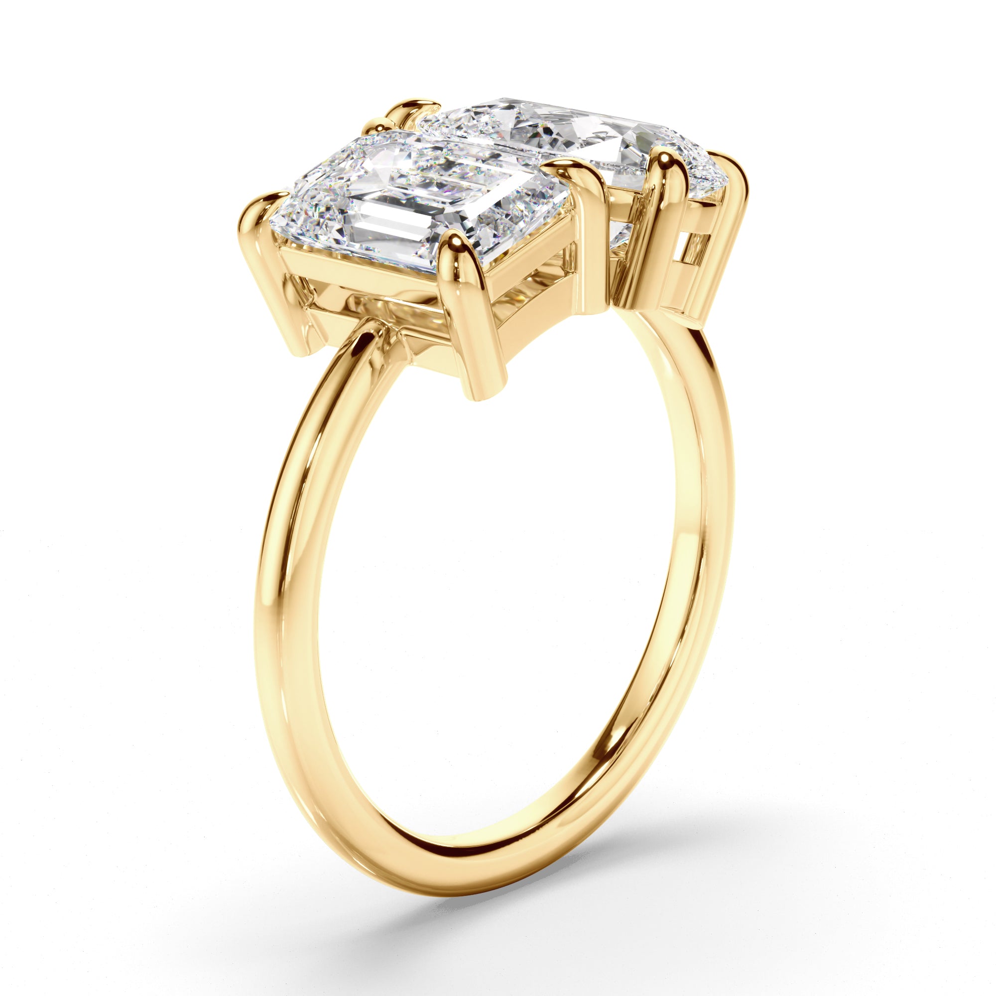 Madeline - Emerald & Pear Cut Diamond Toi et Moi Engagement Ring