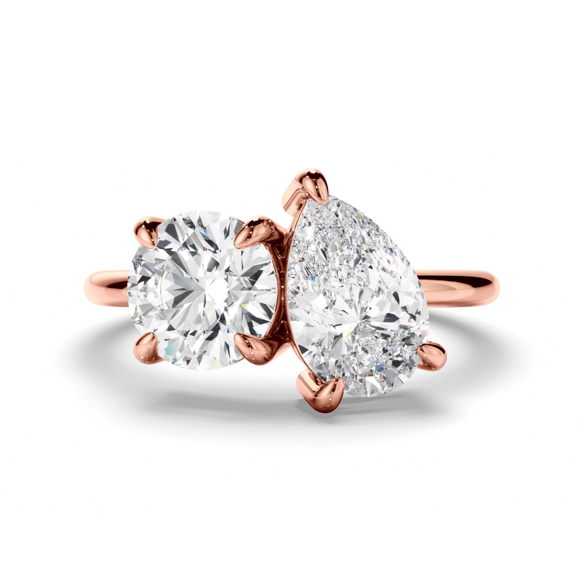 Penrose - Round Brilliant & Pear Cut Diamond Toi et Moi Engagement Ring