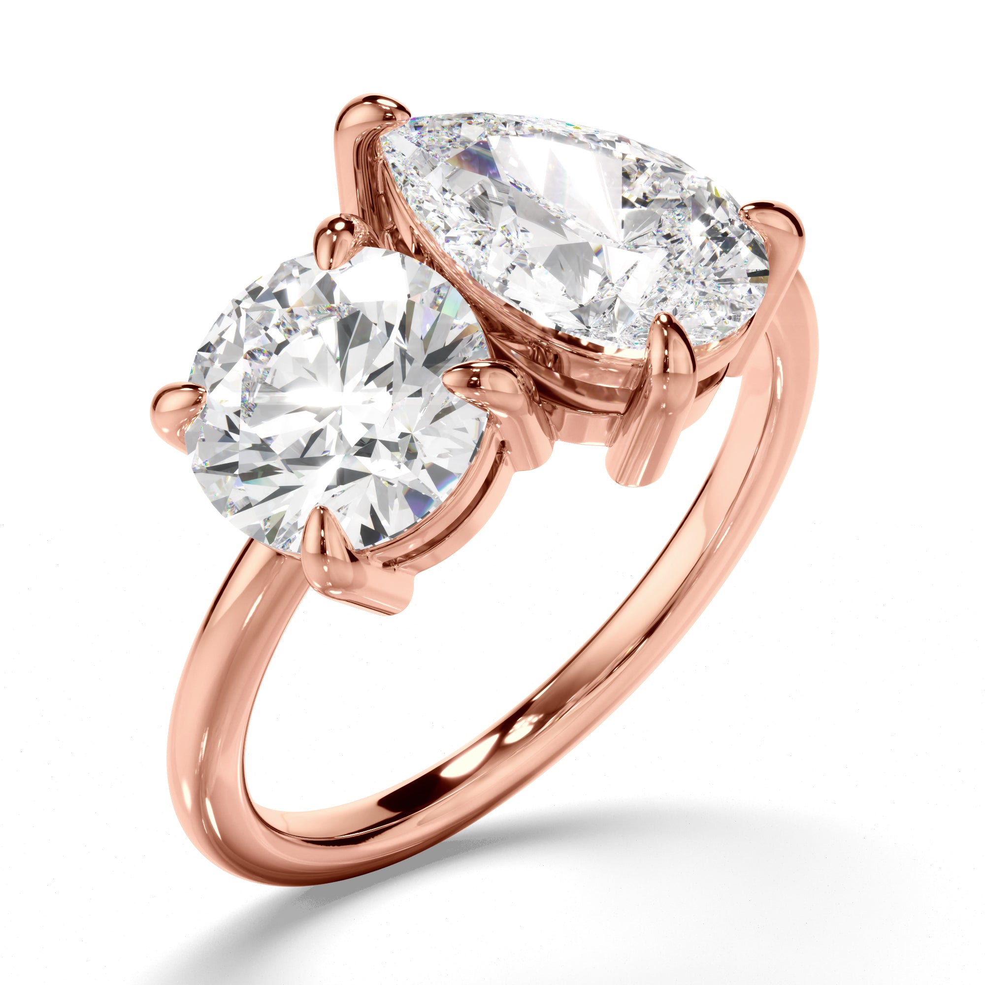 Penrose - Round Brilliant & Pear Cut Diamond Toi et Moi Engagement Ring