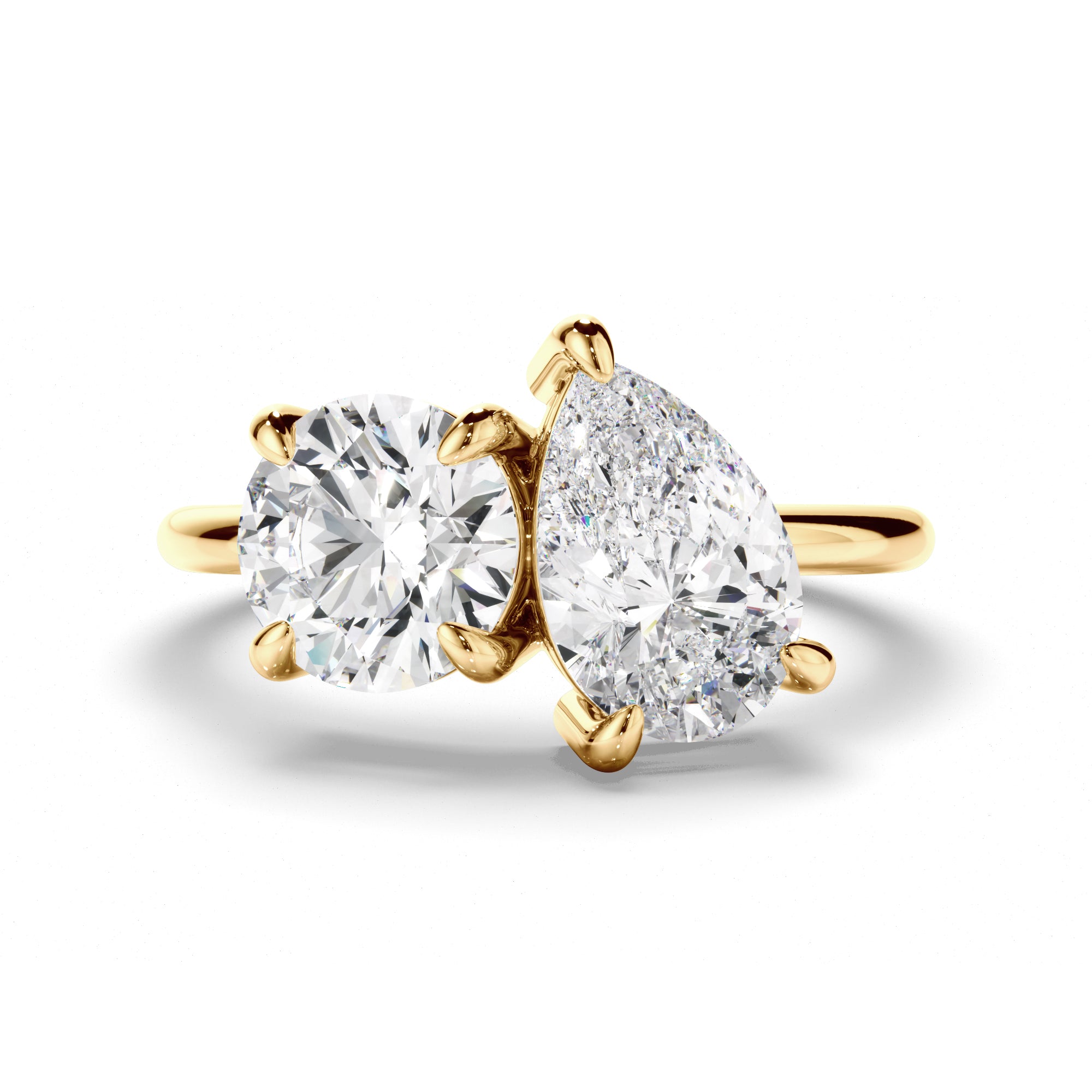 Penrose - Round Brilliant & Pear Cut Diamond Toi et Moi Engagement Ring