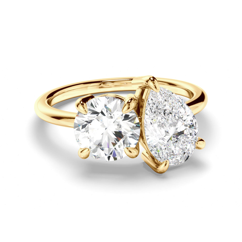 Penrose - Round Brilliant & Pear Cut Diamond Toi et Moi Engagement Ring