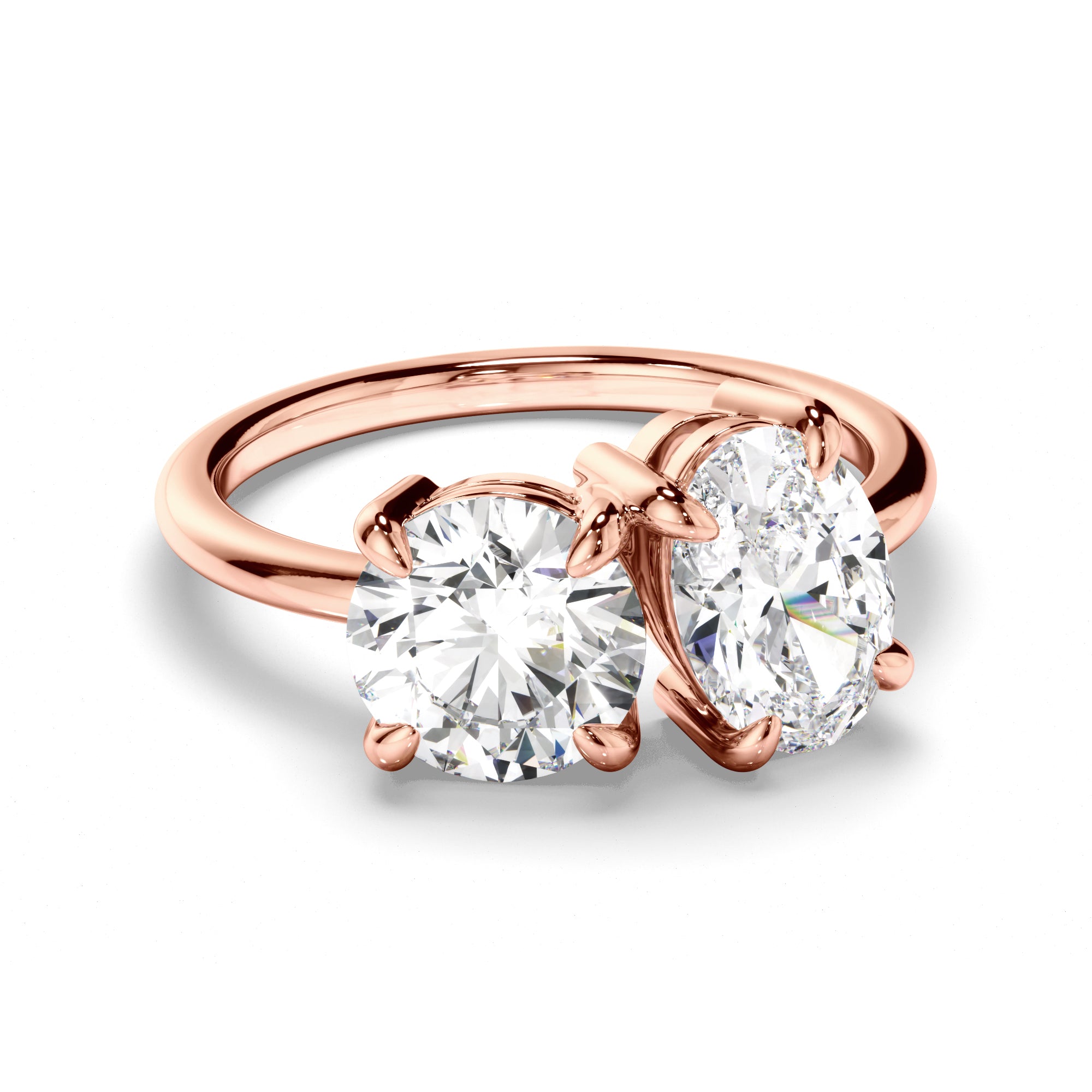 Piper - Round Brilliant & Oval Cut Diamond Toi et Moi Engagement Ring