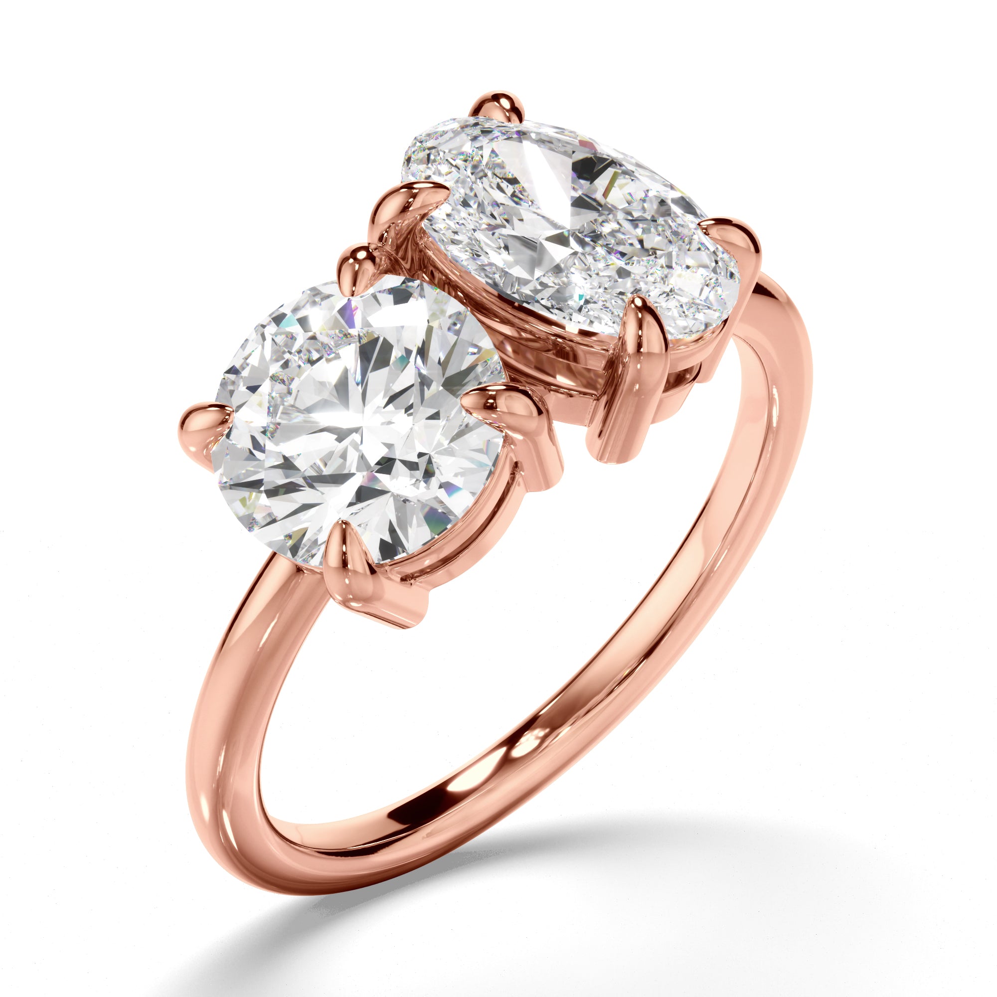 Piper - Round Brilliant & Oval Cut Diamond Toi et Moi Engagement Ring