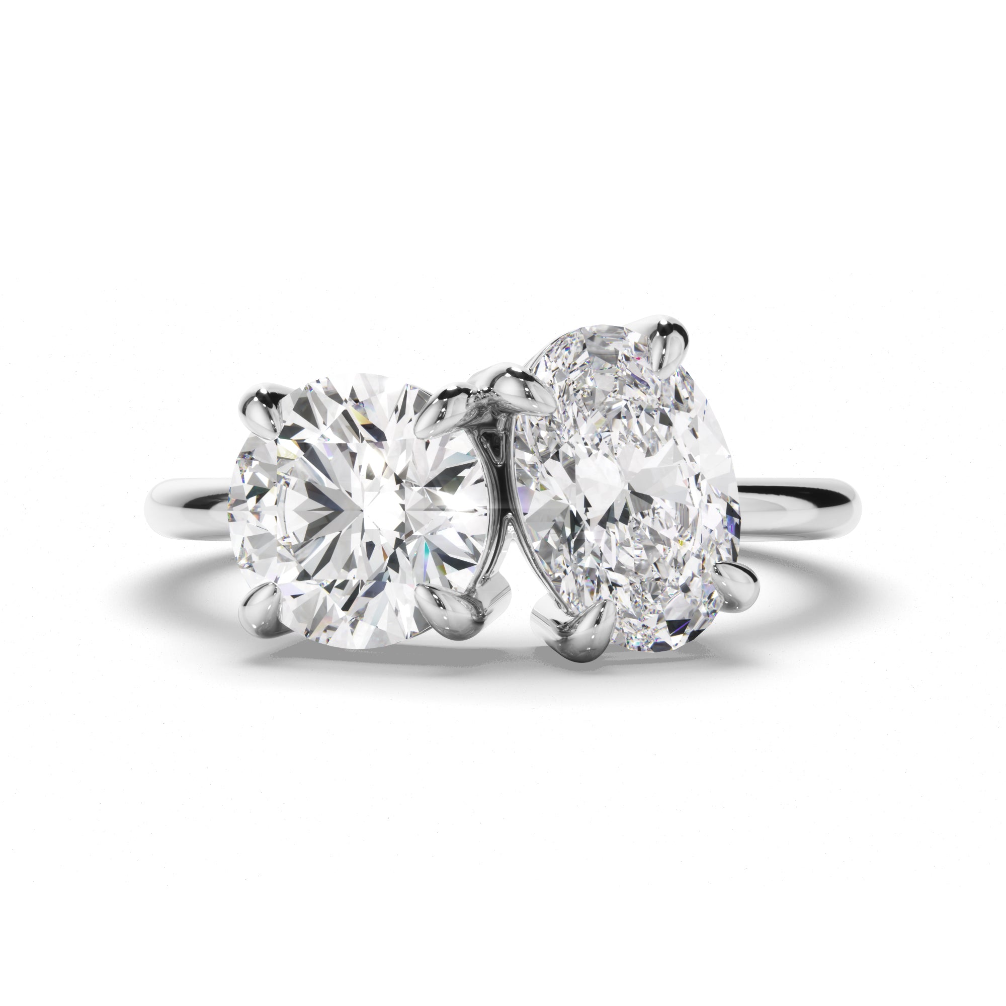 Piper - Round Brilliant & Oval Cut Diamond Toi et Moi Engagement Ring