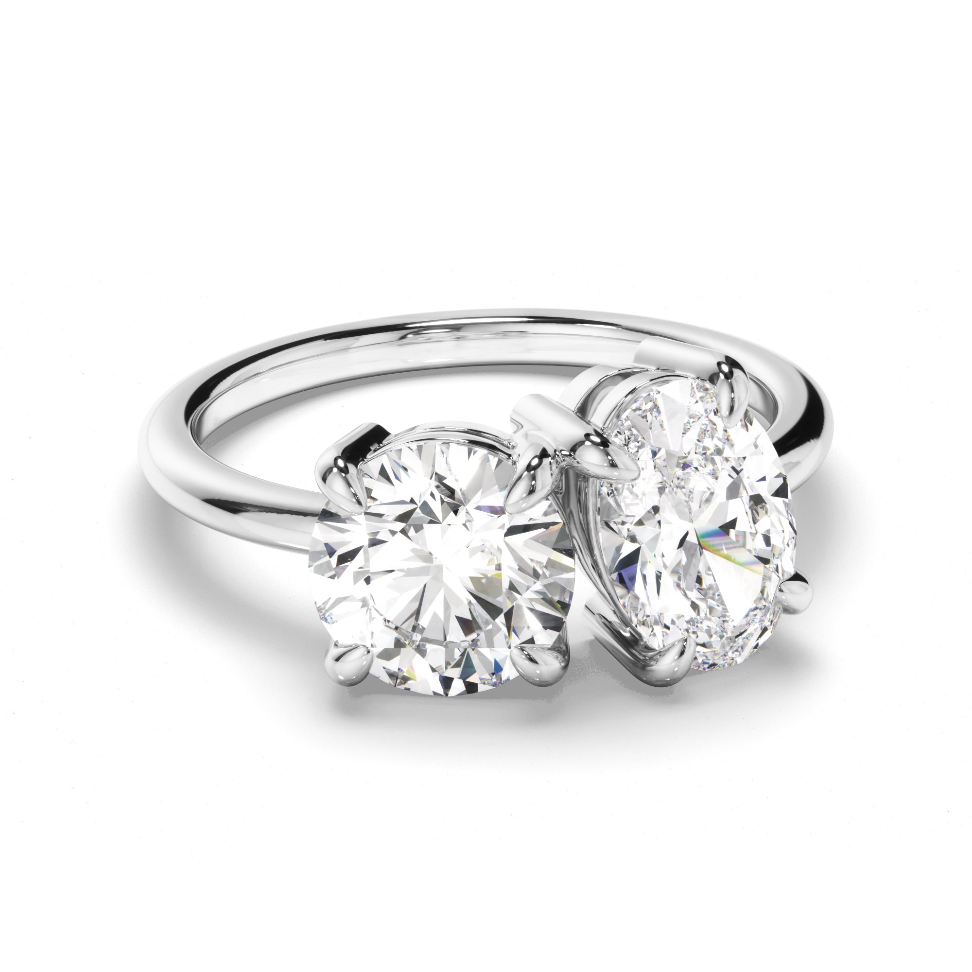 Piper - Round Brilliant & Oval Cut Diamond Toi et Moi Engagement Ring