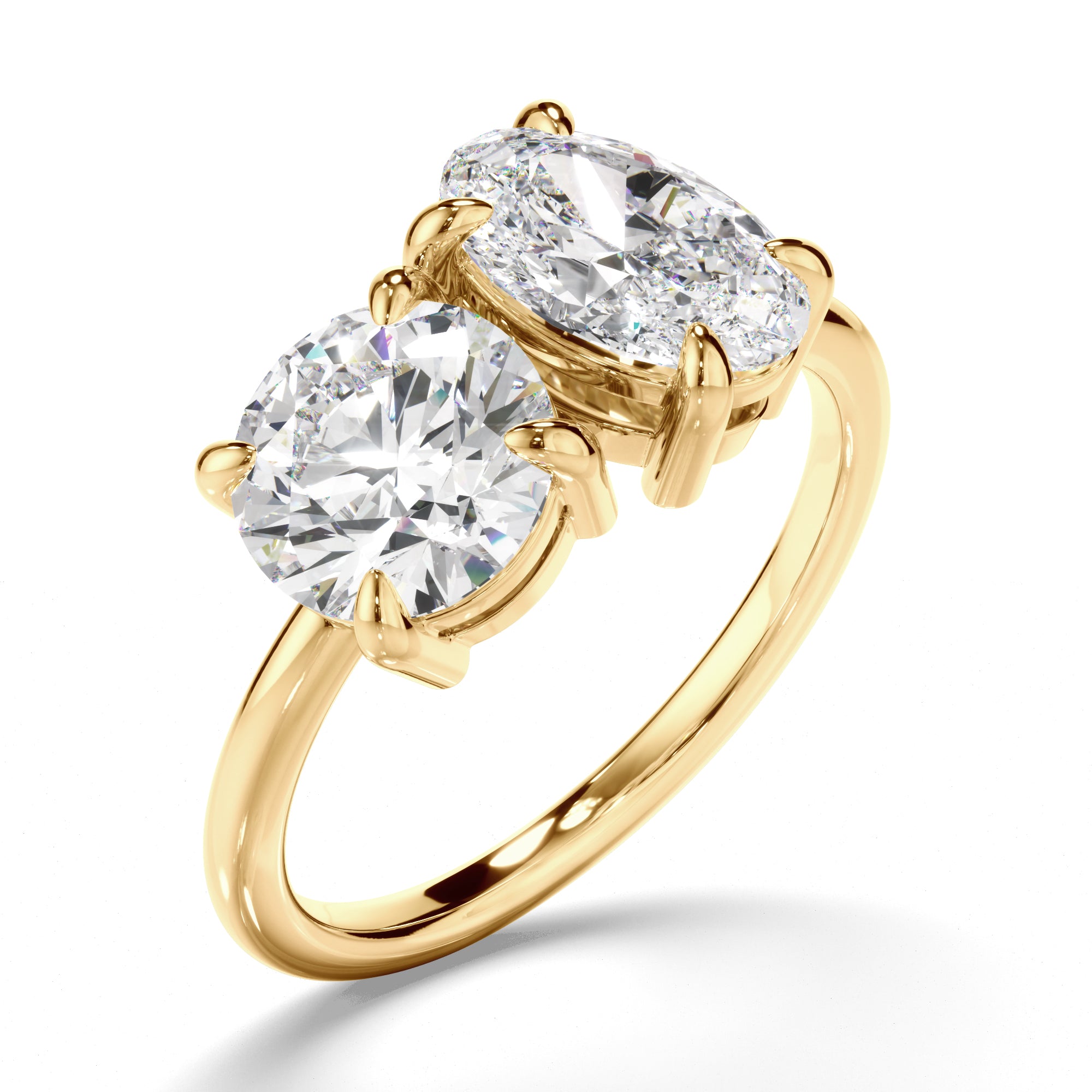 Piper - Round Brilliant & Oval Cut Diamond Toi et Moi Engagement Ring