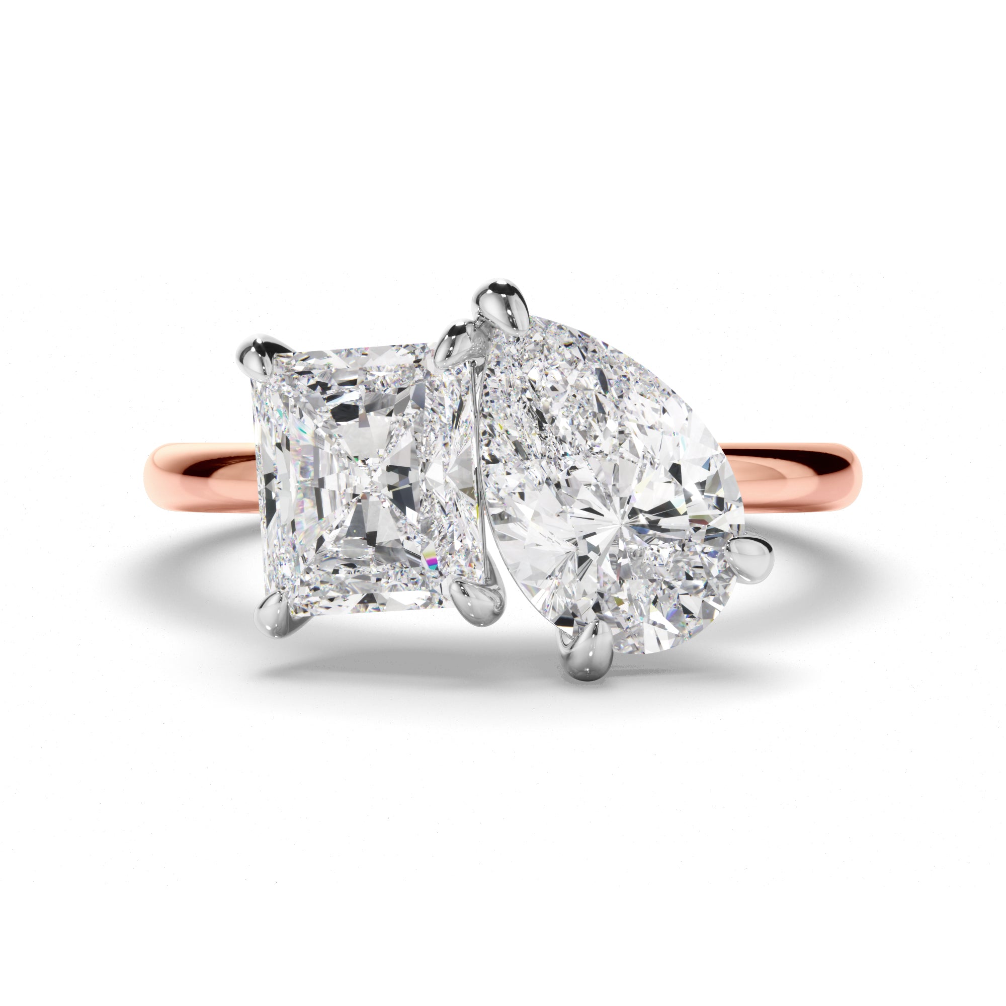 Anastasia - Radiant & Pear Cut Diamond Toi et Moi Engagement Ring