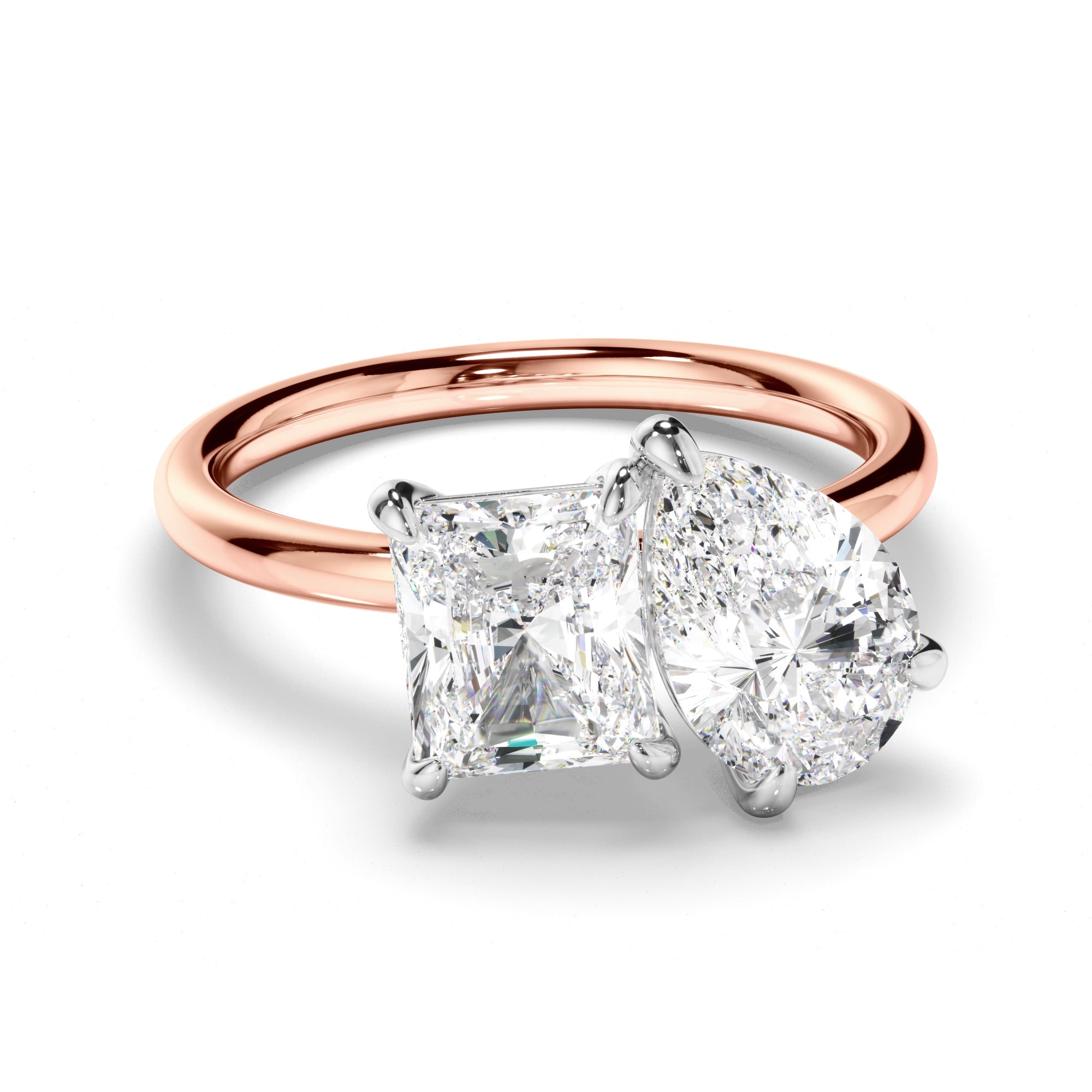 Anastasia - Radiant & Pear Cut Diamond Toi et Moi Engagement Ring