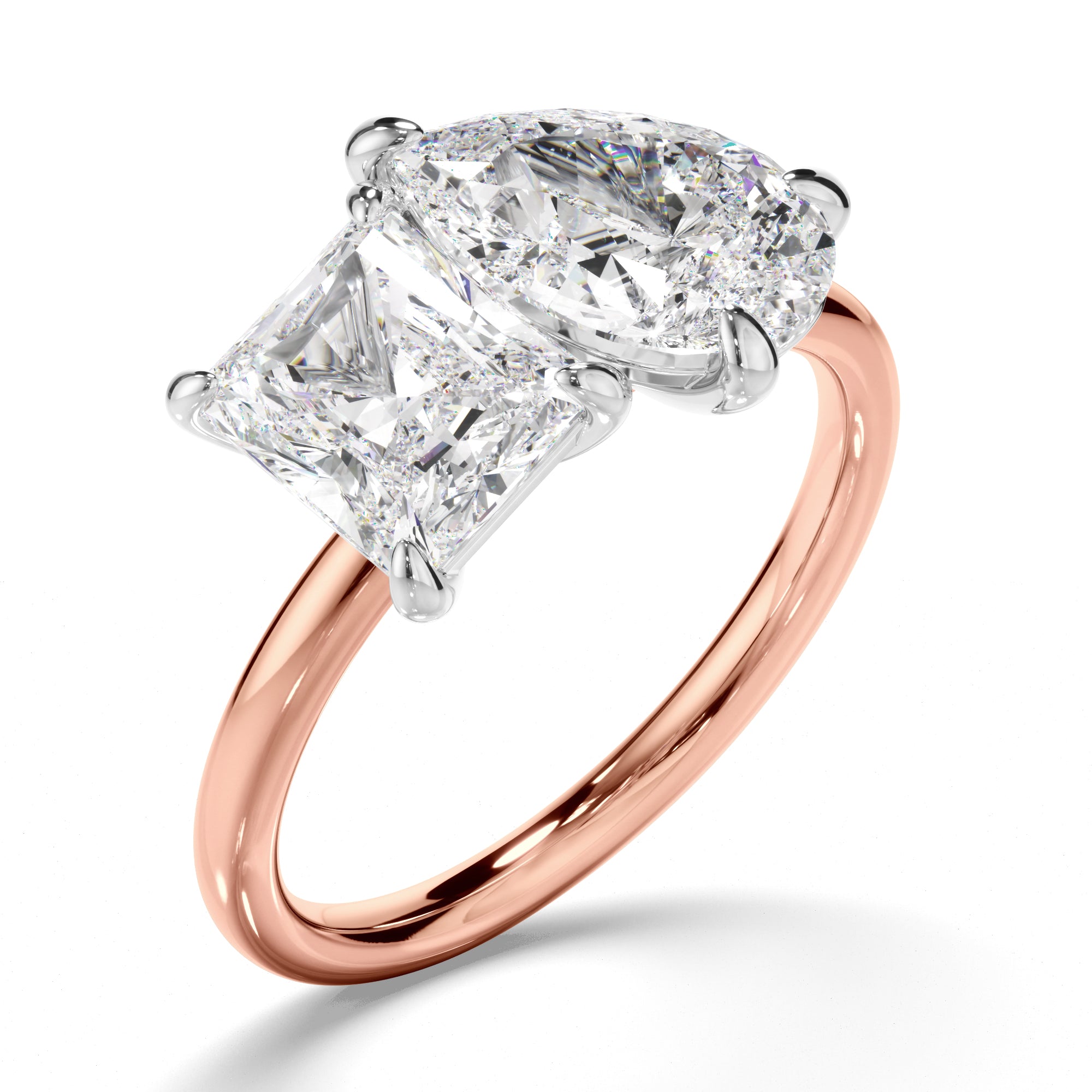Anastasia - Radiant & Pear Cut Diamond Toi et Moi Engagement Ring