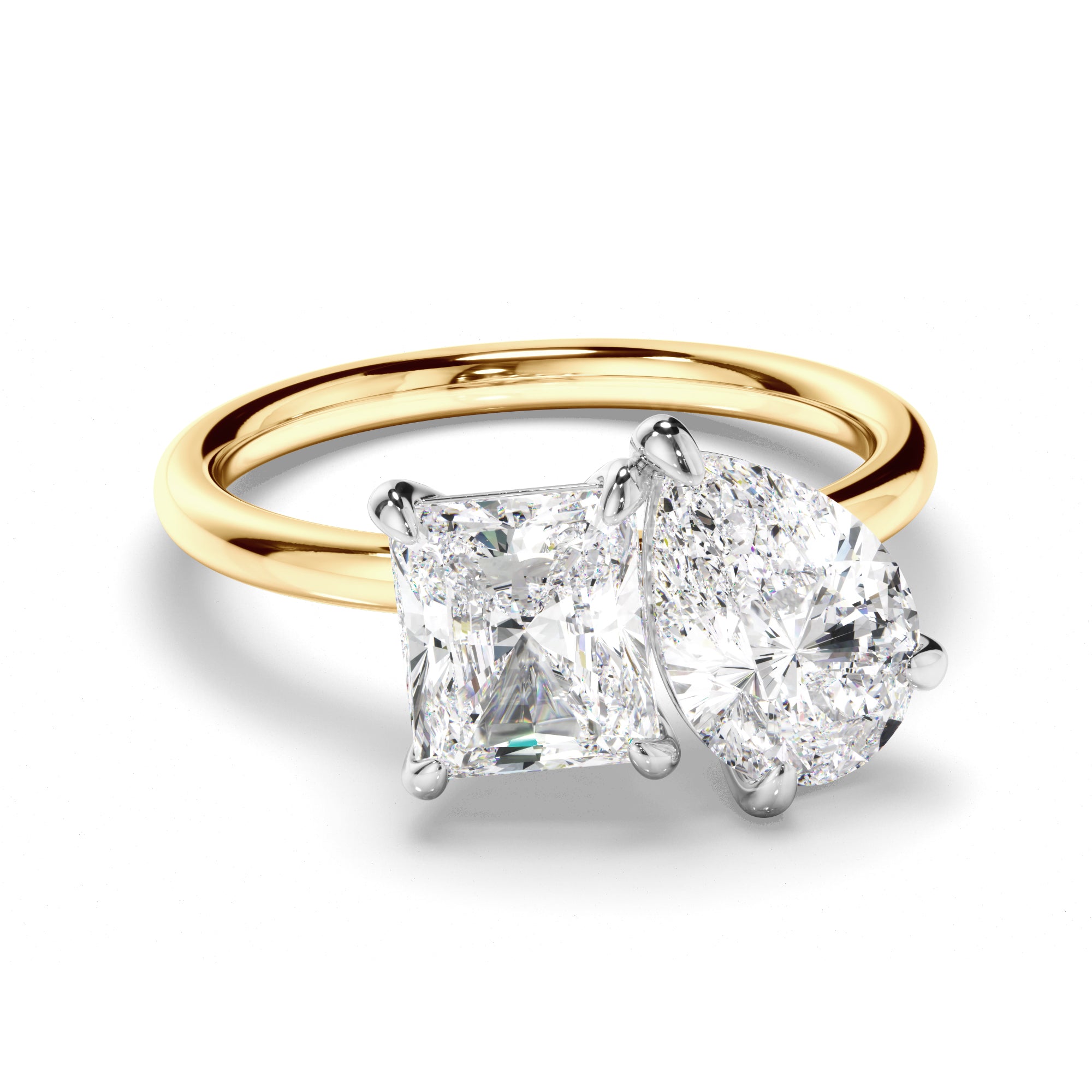 Anastasia - Radiant & Pear Cut Diamond Toi et Moi Engagement Ring