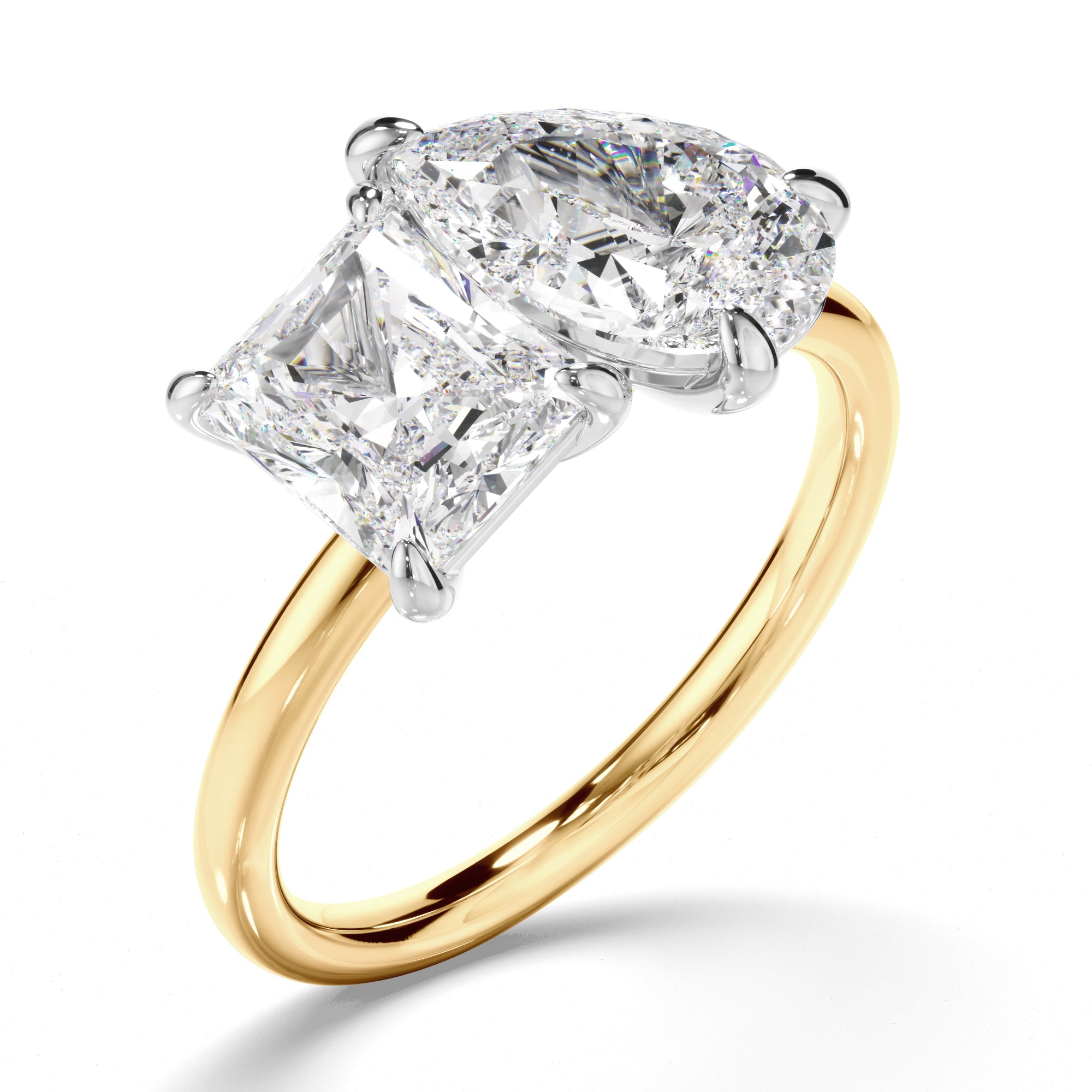 Anastasia - Radiant & Pear Cut Diamond Toi et Moi Engagement Ring