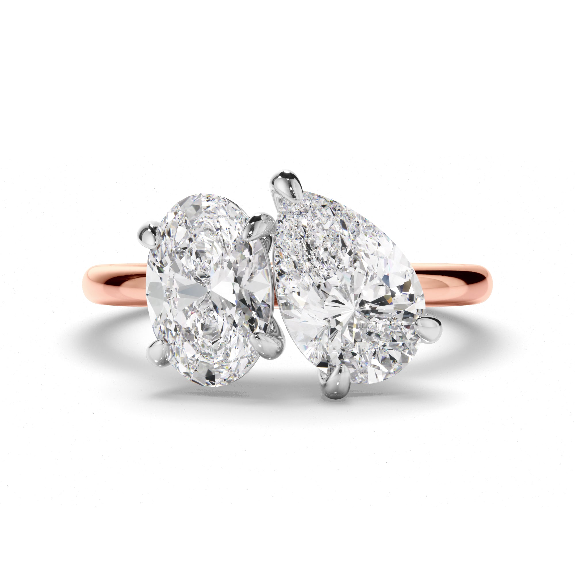 Emilia - Oval & Pear Cut Diamond Toi et Moi Engagement Ring