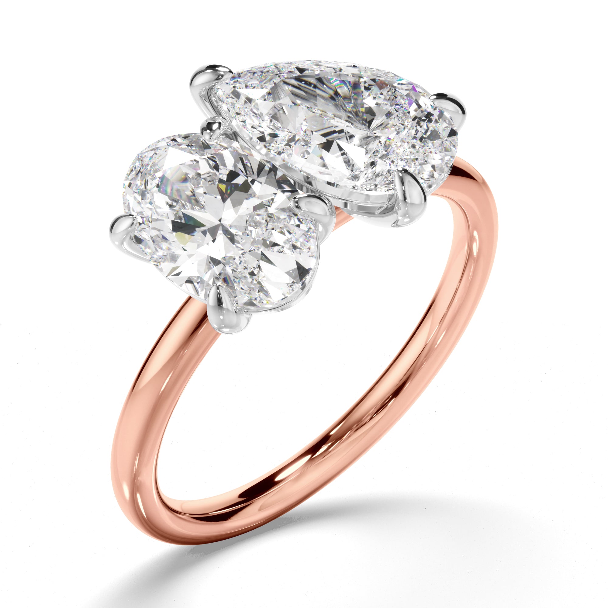 Emilia - Oval & Pear Cut Diamond Toi et Moi Engagement Ring