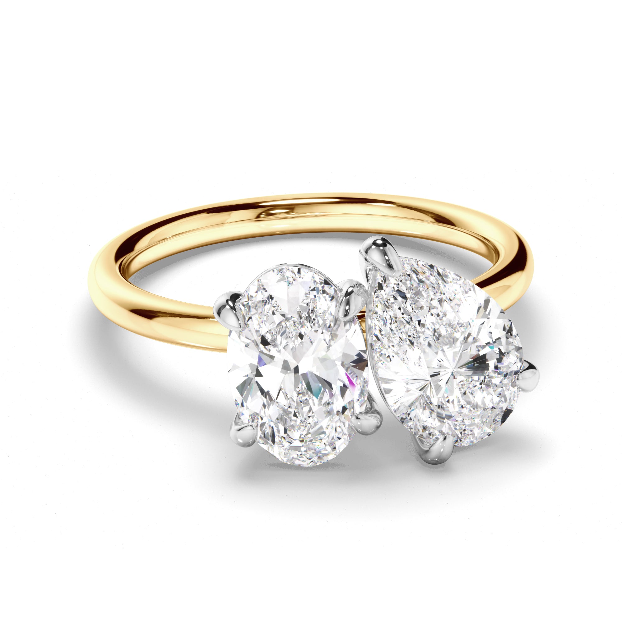 Emilia - Oval & Pear Cut Diamond Toi et Moi Engagement Ring