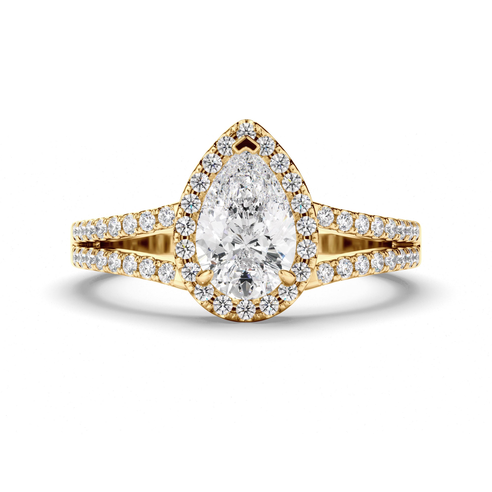 Eloisa - Pear Cut Diamond Halo Engagement Ring with Pave Sides