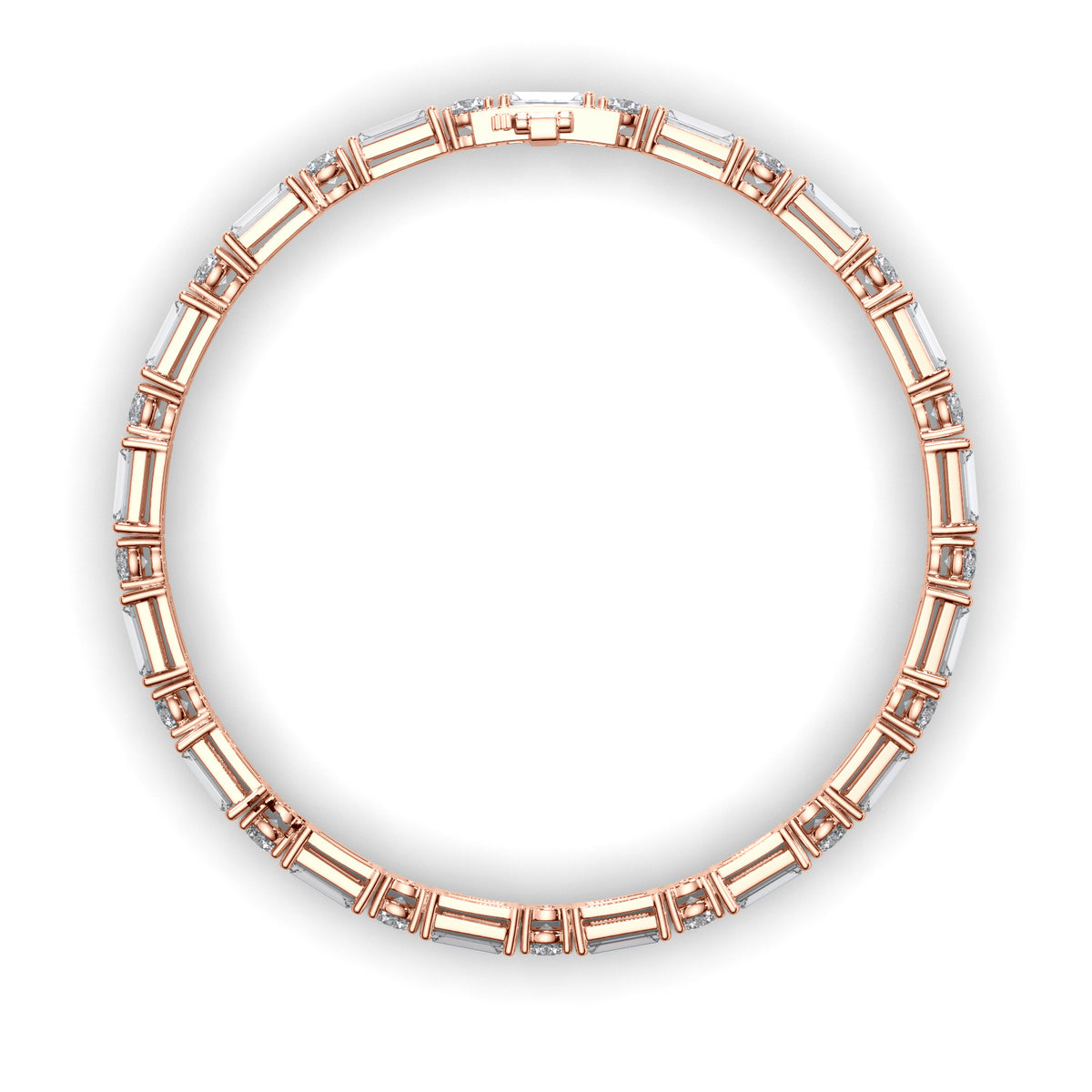 Amara - Alternating Baguette & Round Diamond Tennis Bracelet