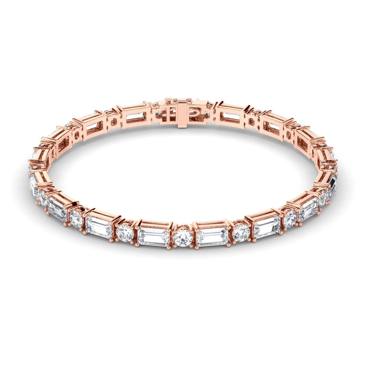 Amara - Alternating Baguette & Round Diamond Tennis Bracelet