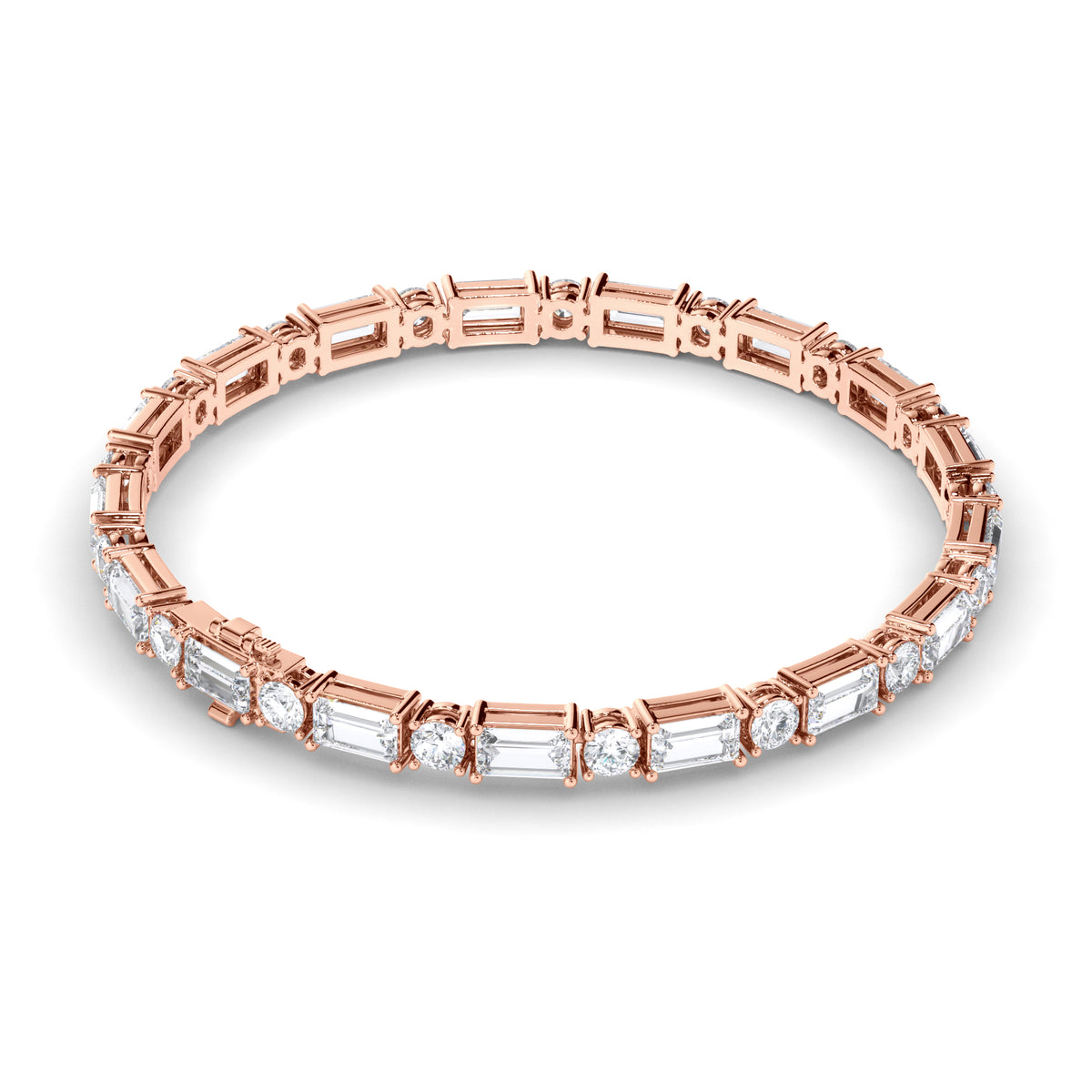 Amara - Alternating Baguette & Round Diamond Tennis Bracelet