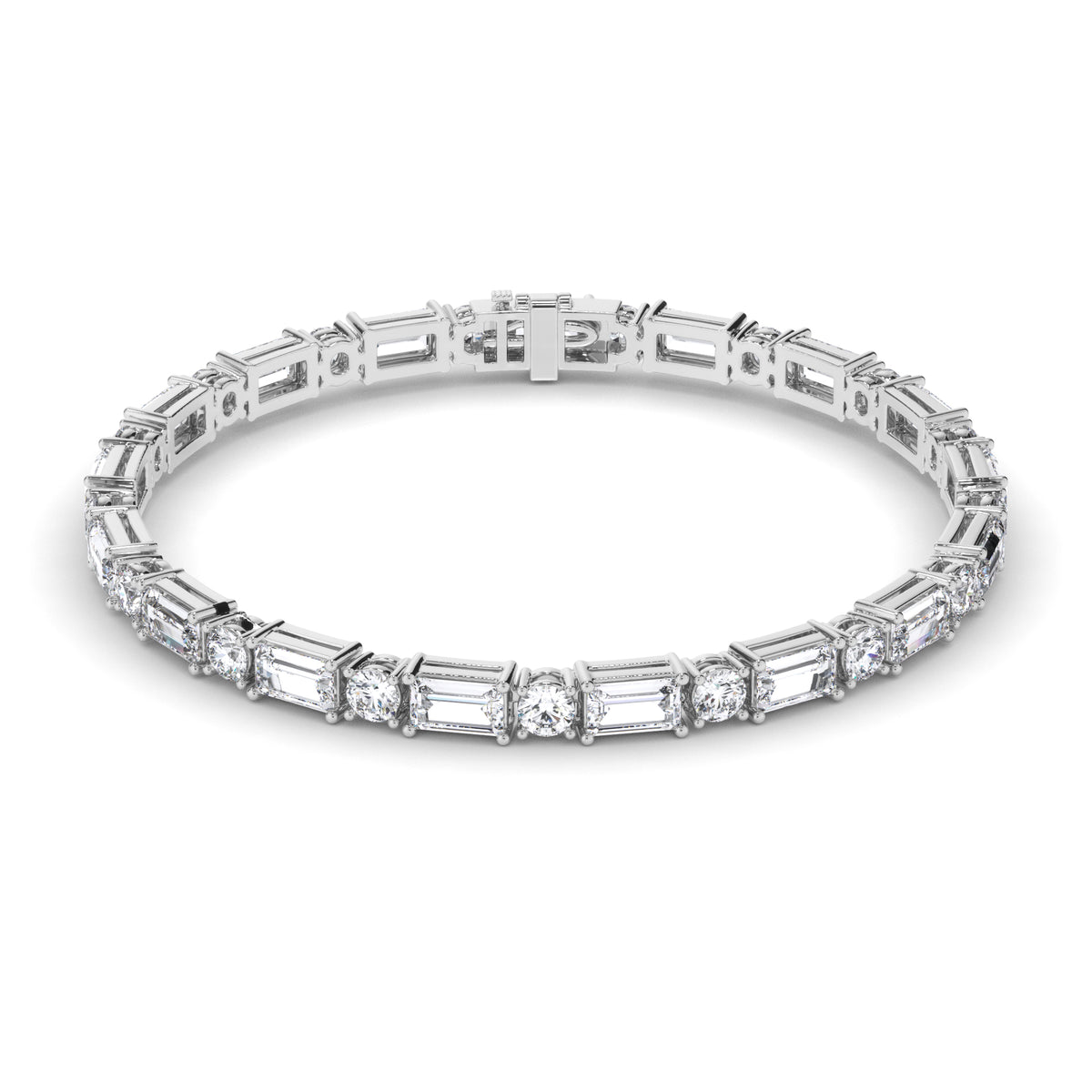 Amara - Alternating Baguette & Round Diamond Tennis Bracelet