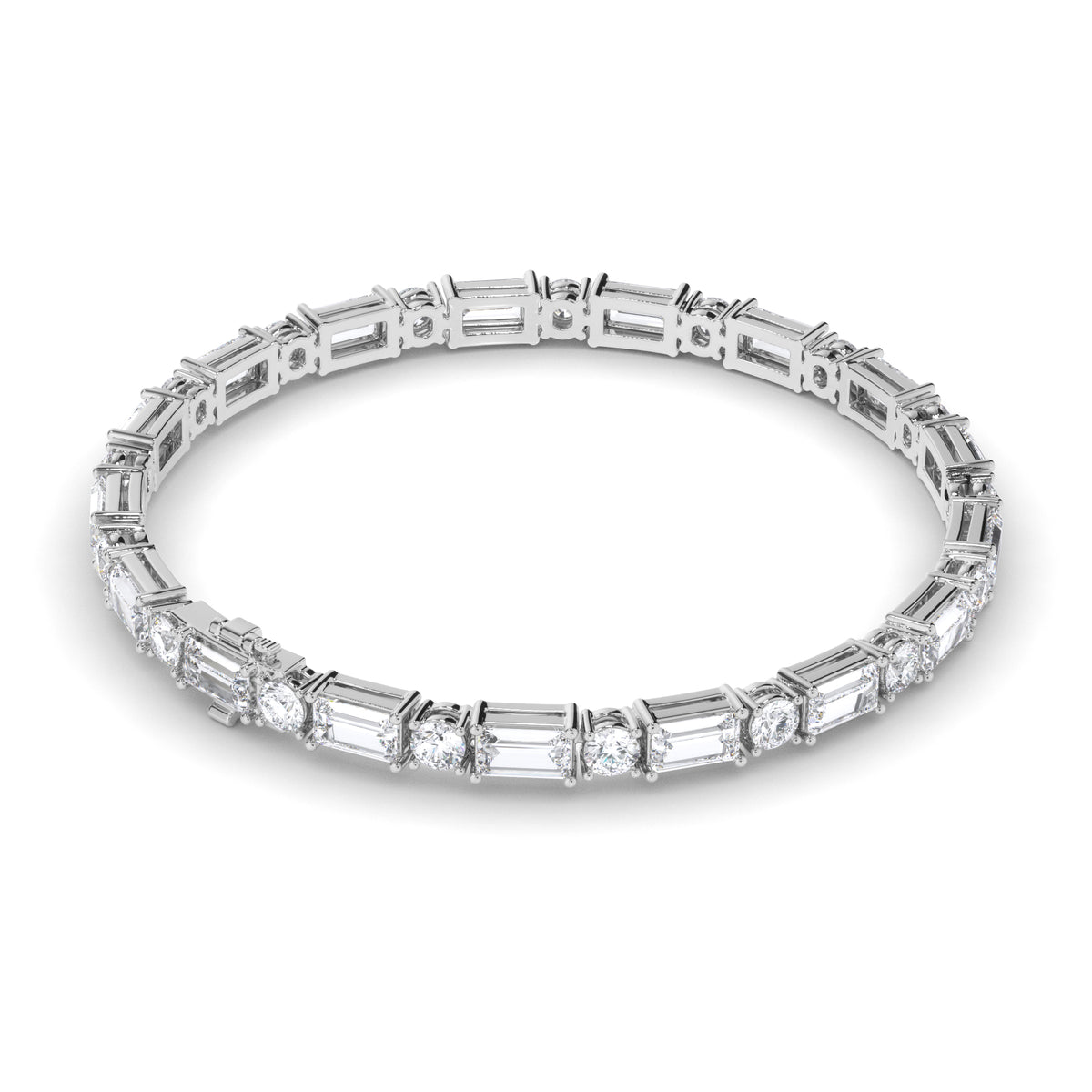 Amara - Alternating Baguette & Round Diamond Tennis Bracelet