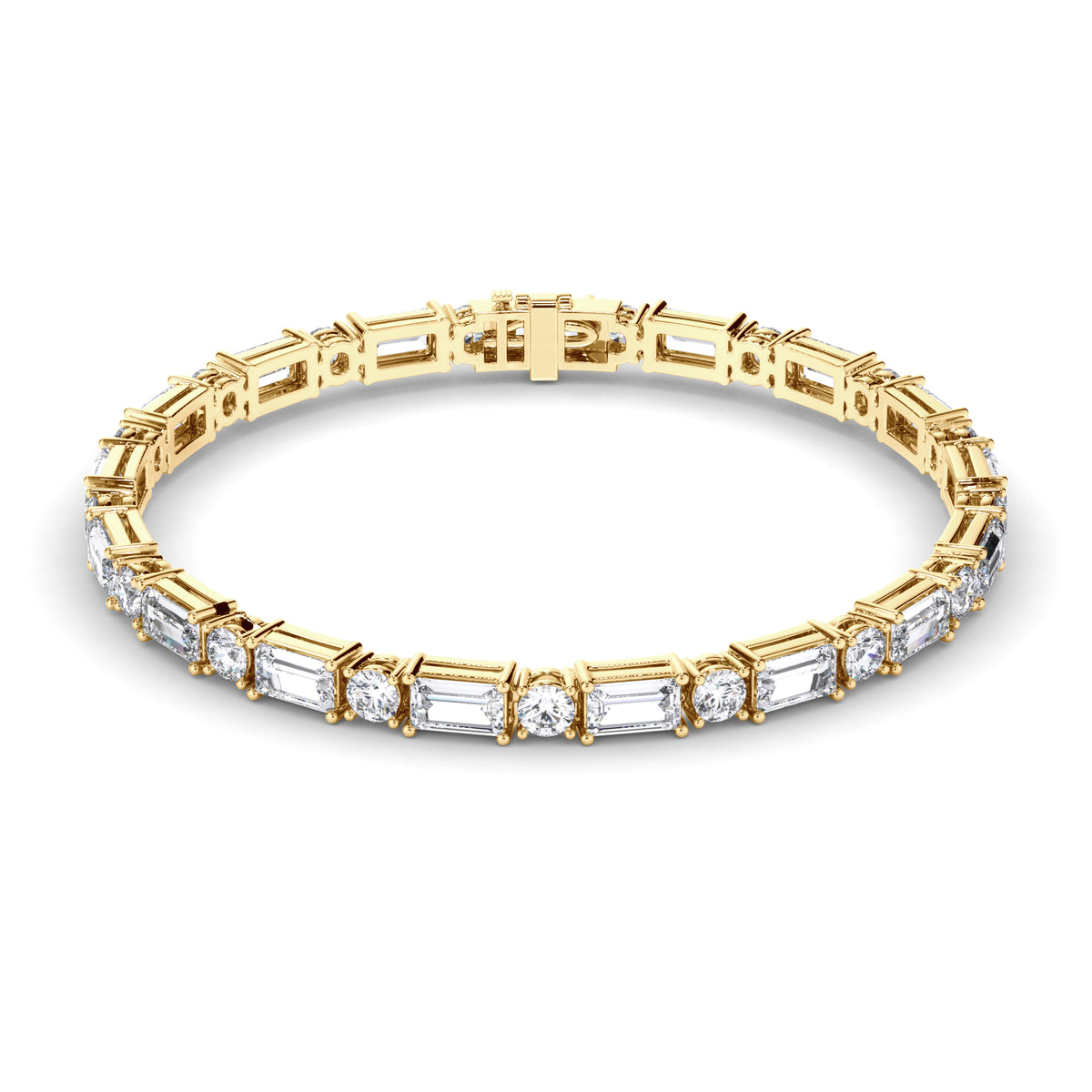 Amara - Alternating Baguette & Round Diamond Tennis Bracelet