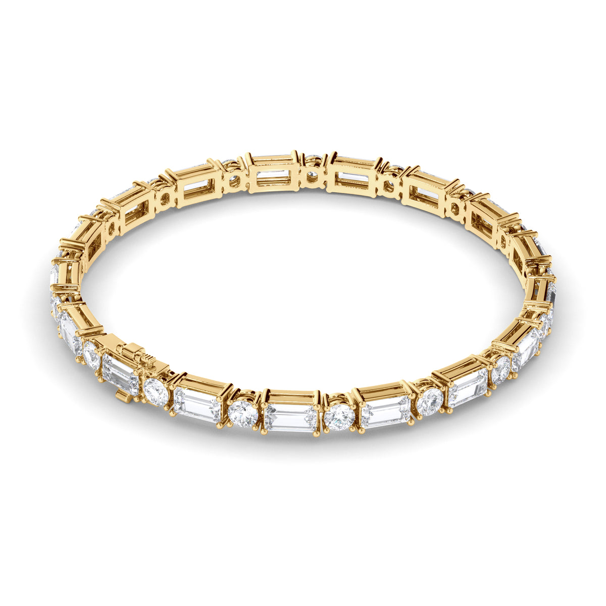 Amara - Alternating Baguette & Round Diamond Tennis Bracelet