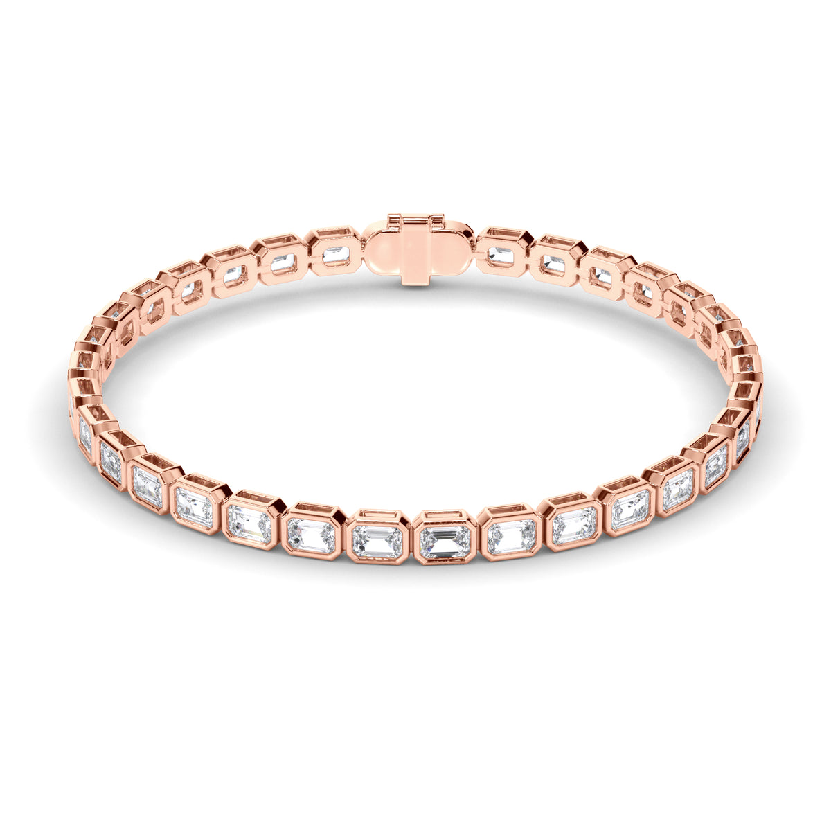 Venus - East-West Bezel-Set Emerald Cut Diamond Tennis Bracelet