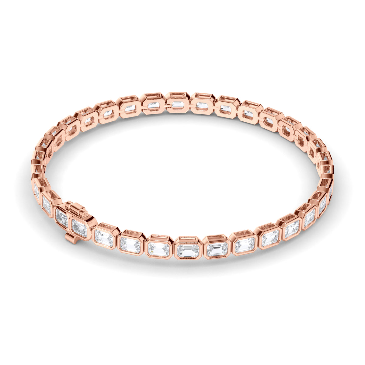 Venus - East-West Bezel-Set Emerald Cut Diamond Tennis Bracelet