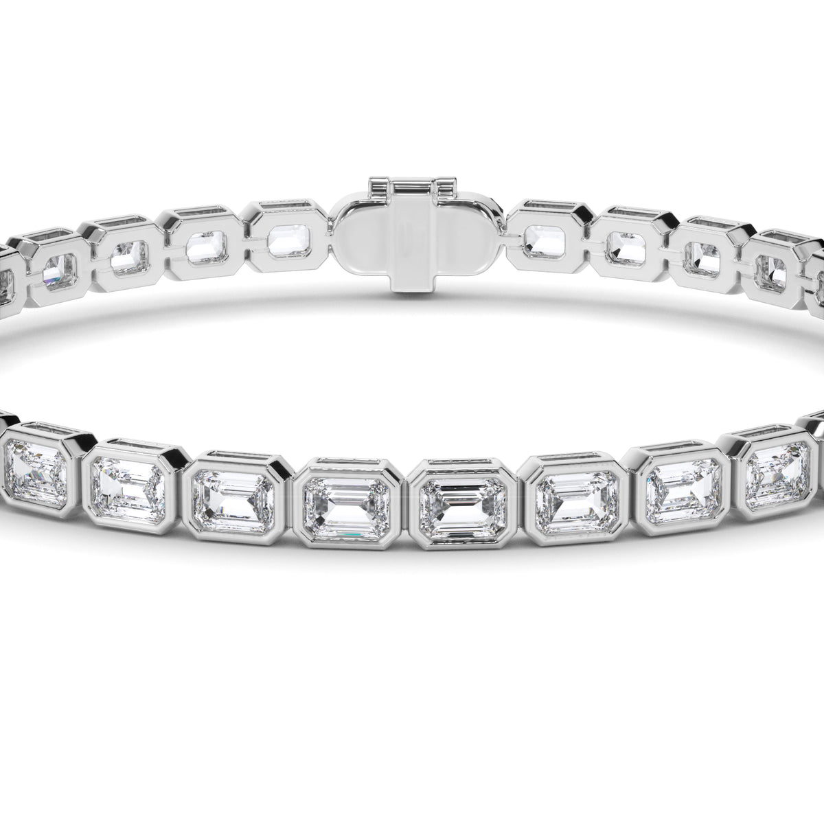 Venus - East-West Bezel-Set Emerald Cut Diamond Tennis Bracelet