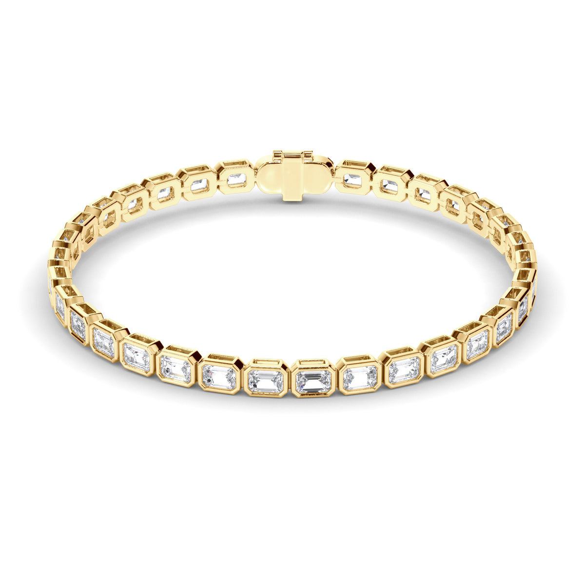 Venus - East-West Bezel-Set Emerald Cut Diamond Tennis Bracelet
