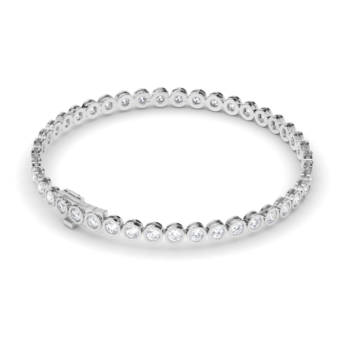 Constance - Bezel-Set Round Brilliant Diamond Tennis Bracelet