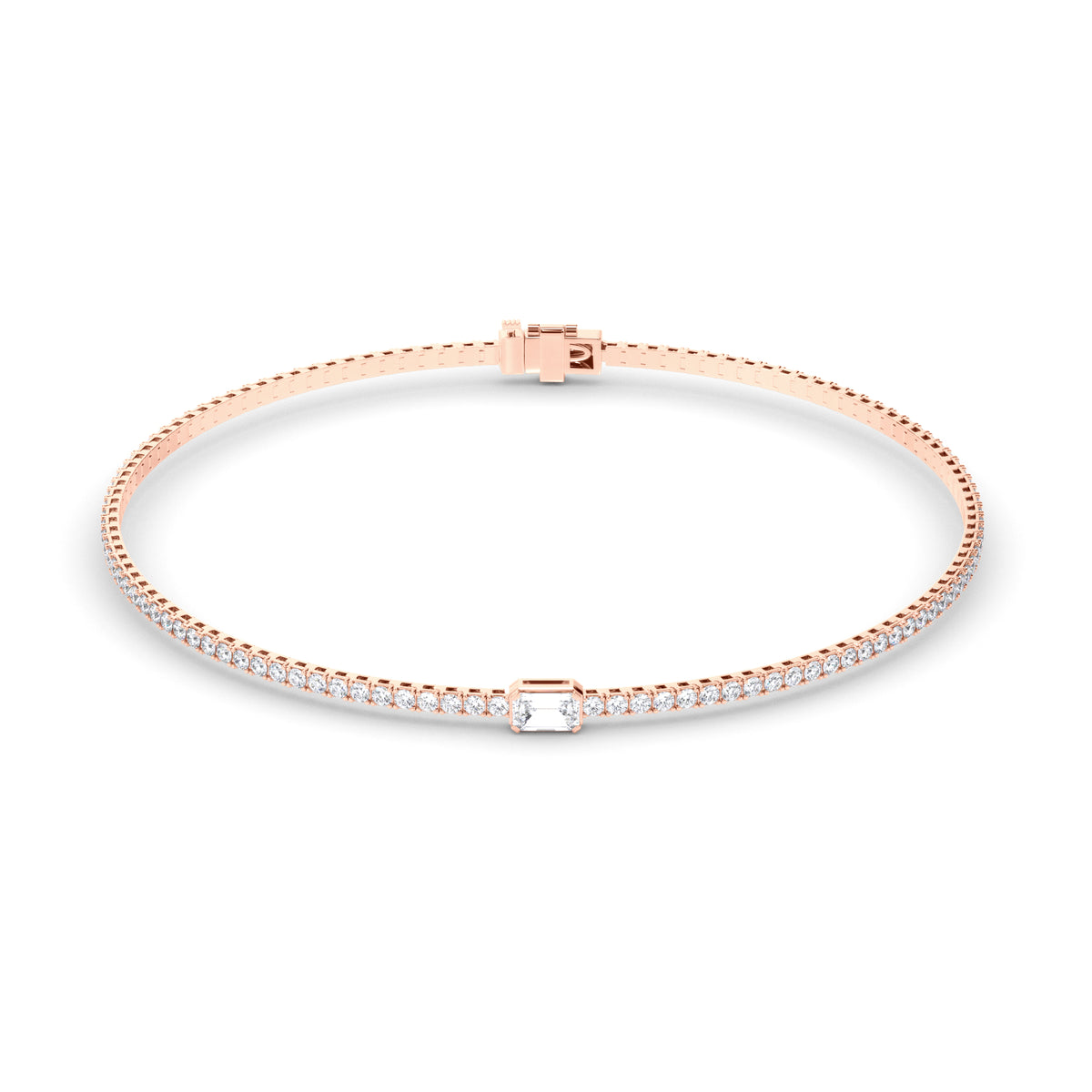 Isla - Emerald Cut Centre Diamond Tennis Bracelet