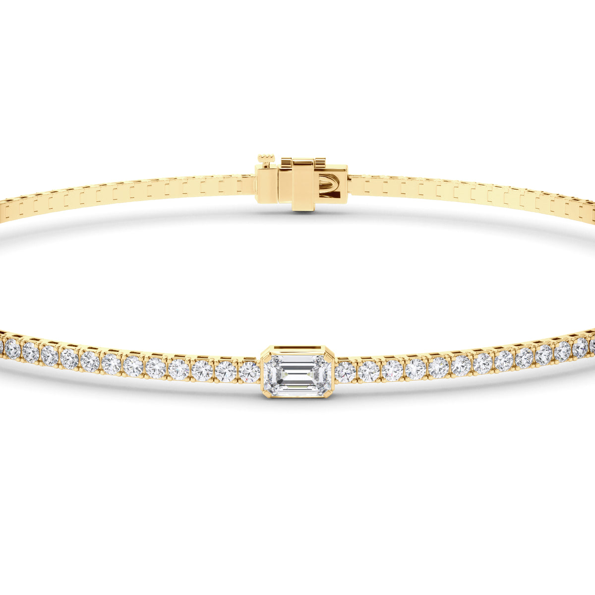 Isla - Emerald Cut Centre Diamond Tennis Bracelet