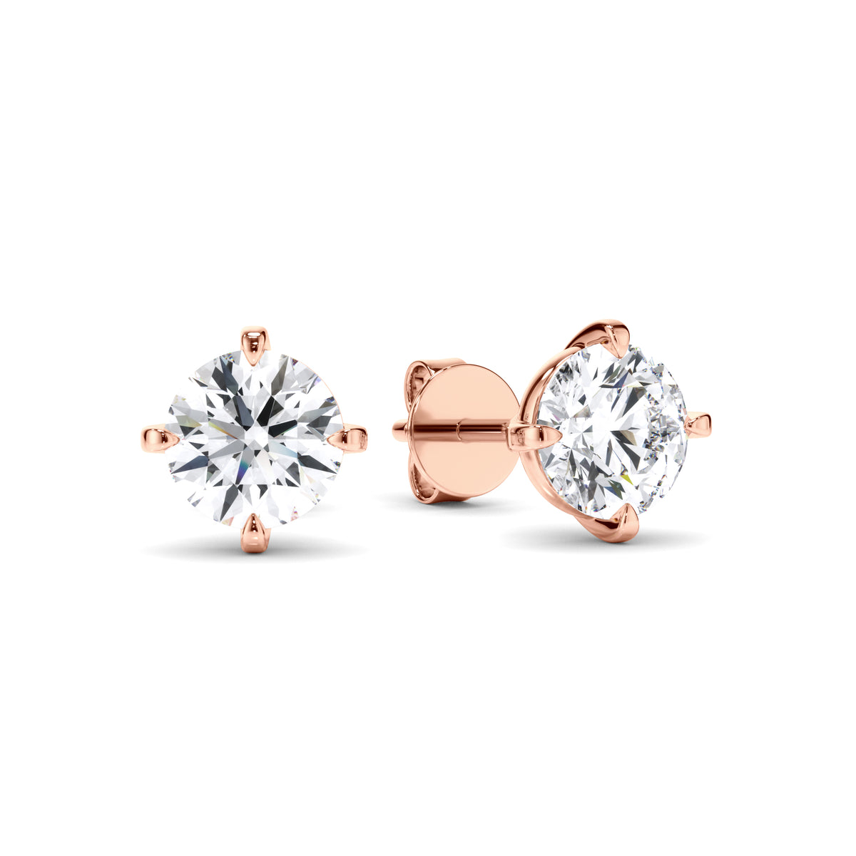 Noémie - Round Brilliant Cut Diamond Stud Earrings