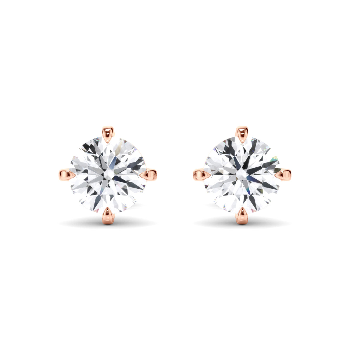 Noémie - Round Brilliant Cut Diamond Stud Earrings